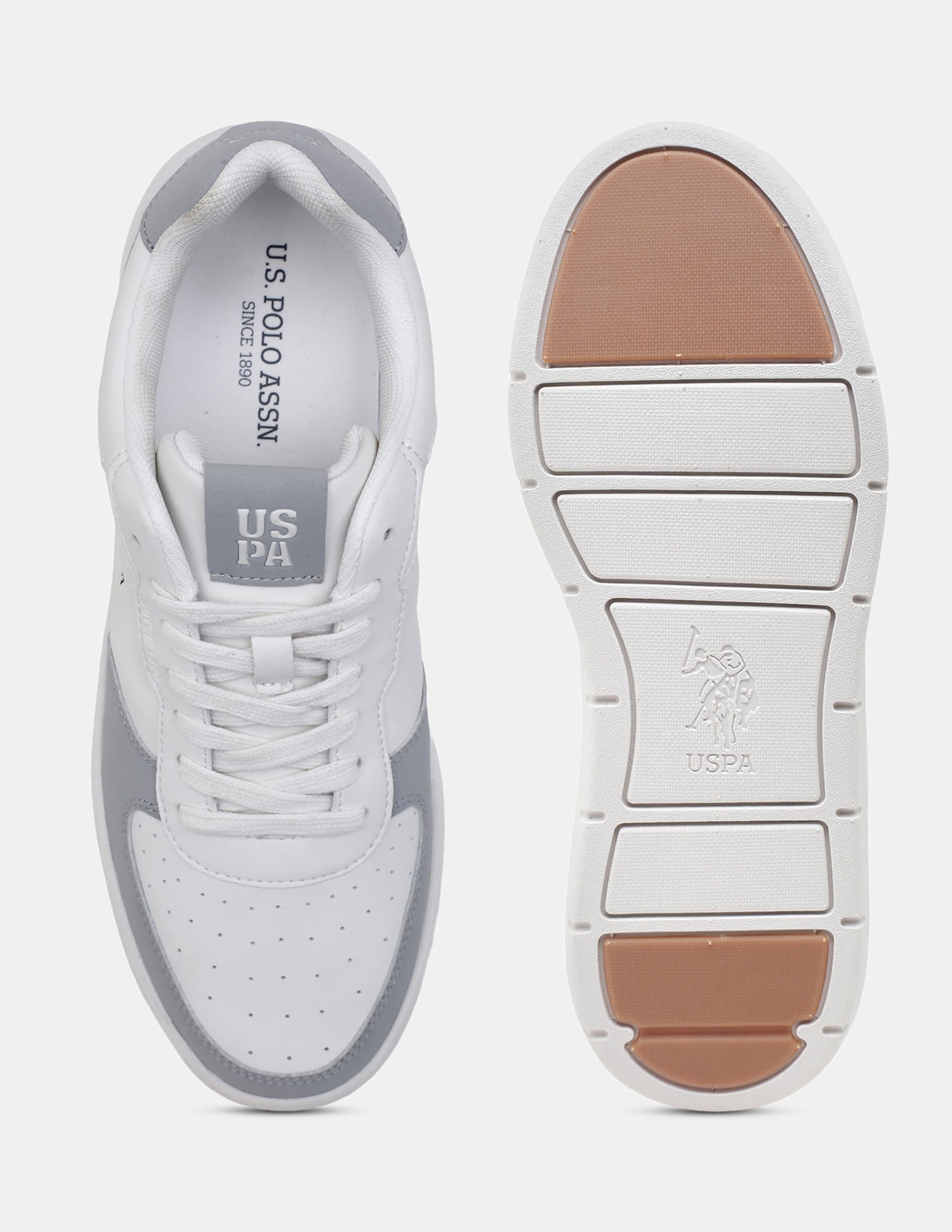 Colour Blocked Lace Ups Alec Sneakers White - U.S. Polo Assn. India | Large