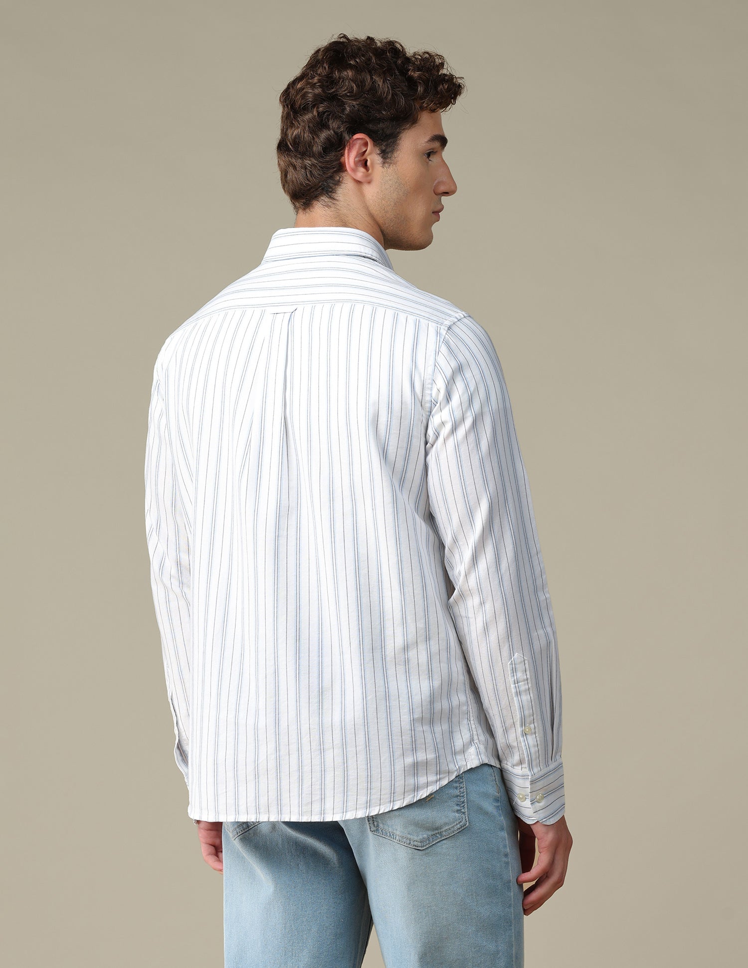 Tailored Fit Vertical Striped Shirt Light Blue - U.S. Polo Assn. India | Large