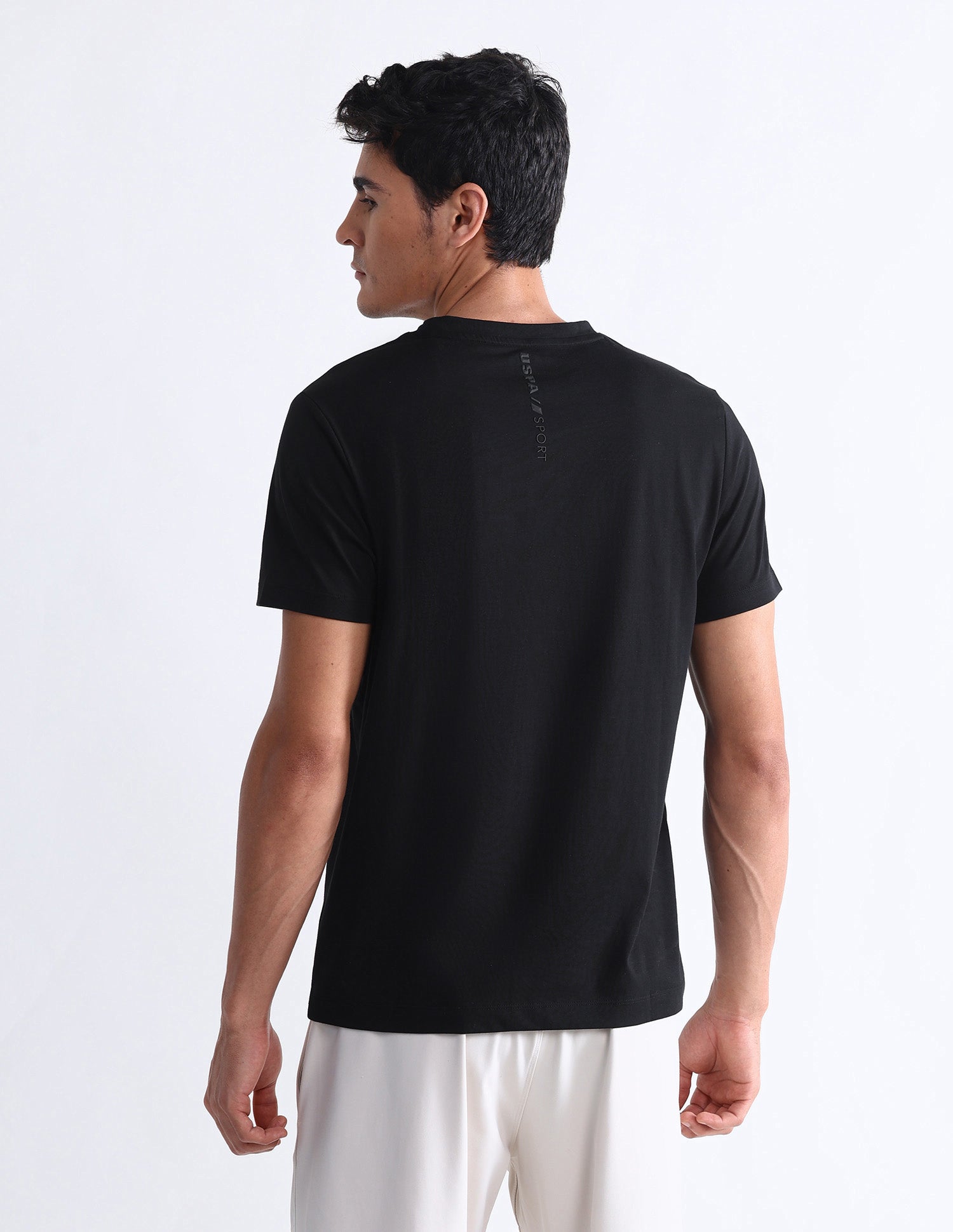 Brand Printed Slim Fit T-Shirt Black - U.S. Polo Assn. India | Large