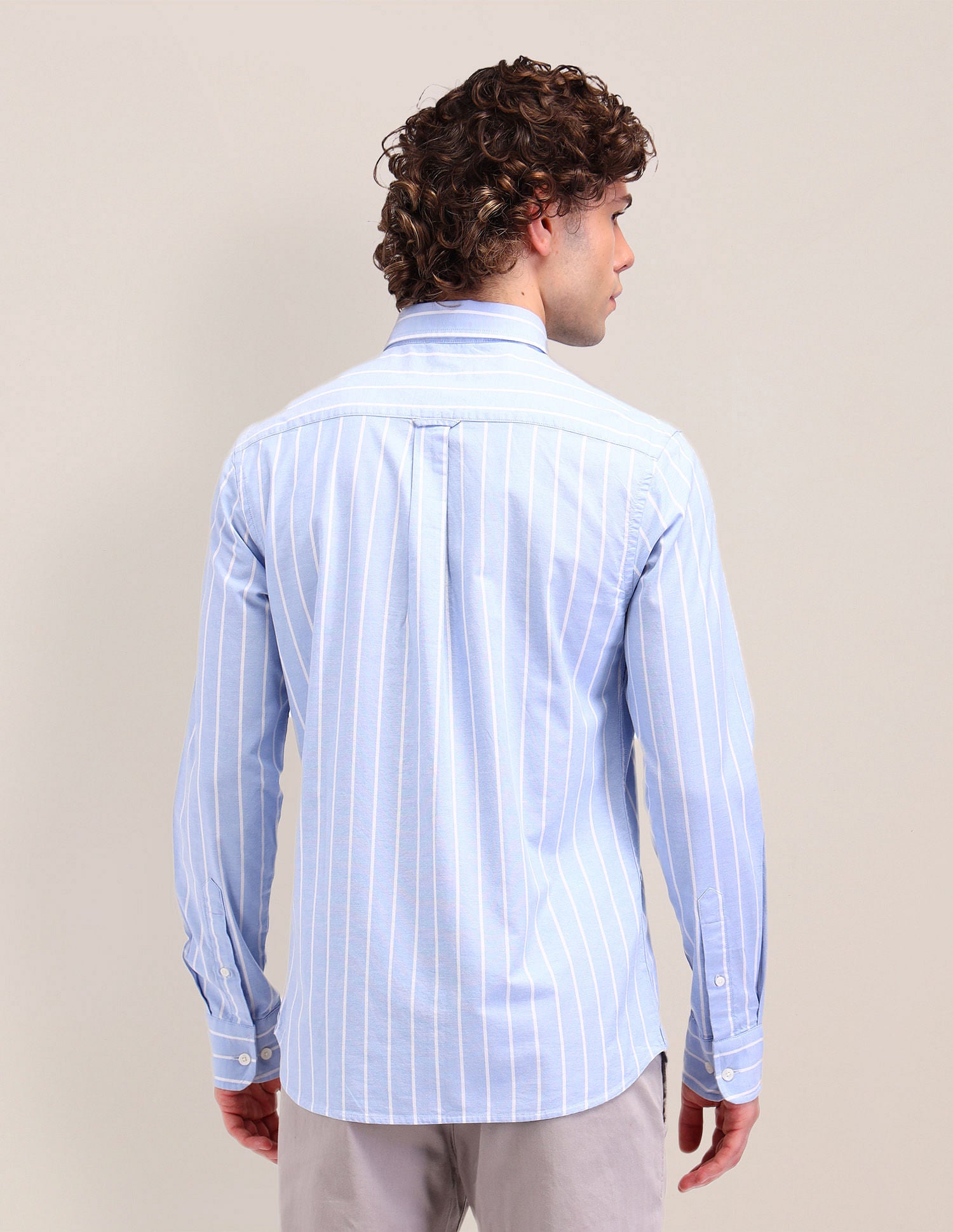 Striped Oxford Tailored Fit Shirt Blue - U.S. Polo Assn. India | Large