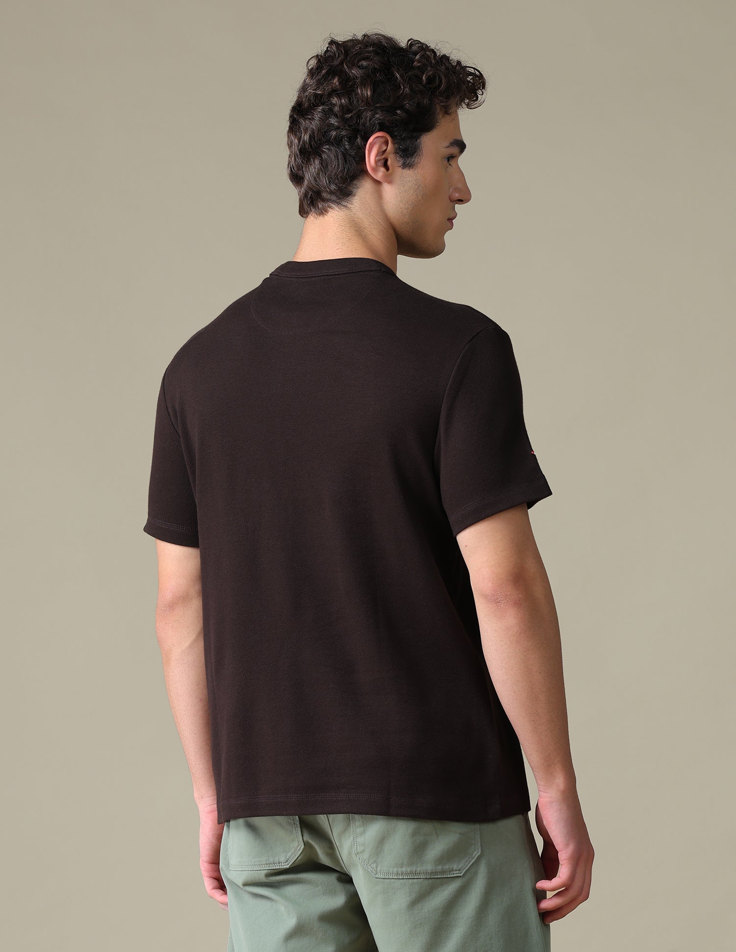 Solid Slim Fit T-Shirt Dark Brown - U.S. Polo Assn. India | Large
