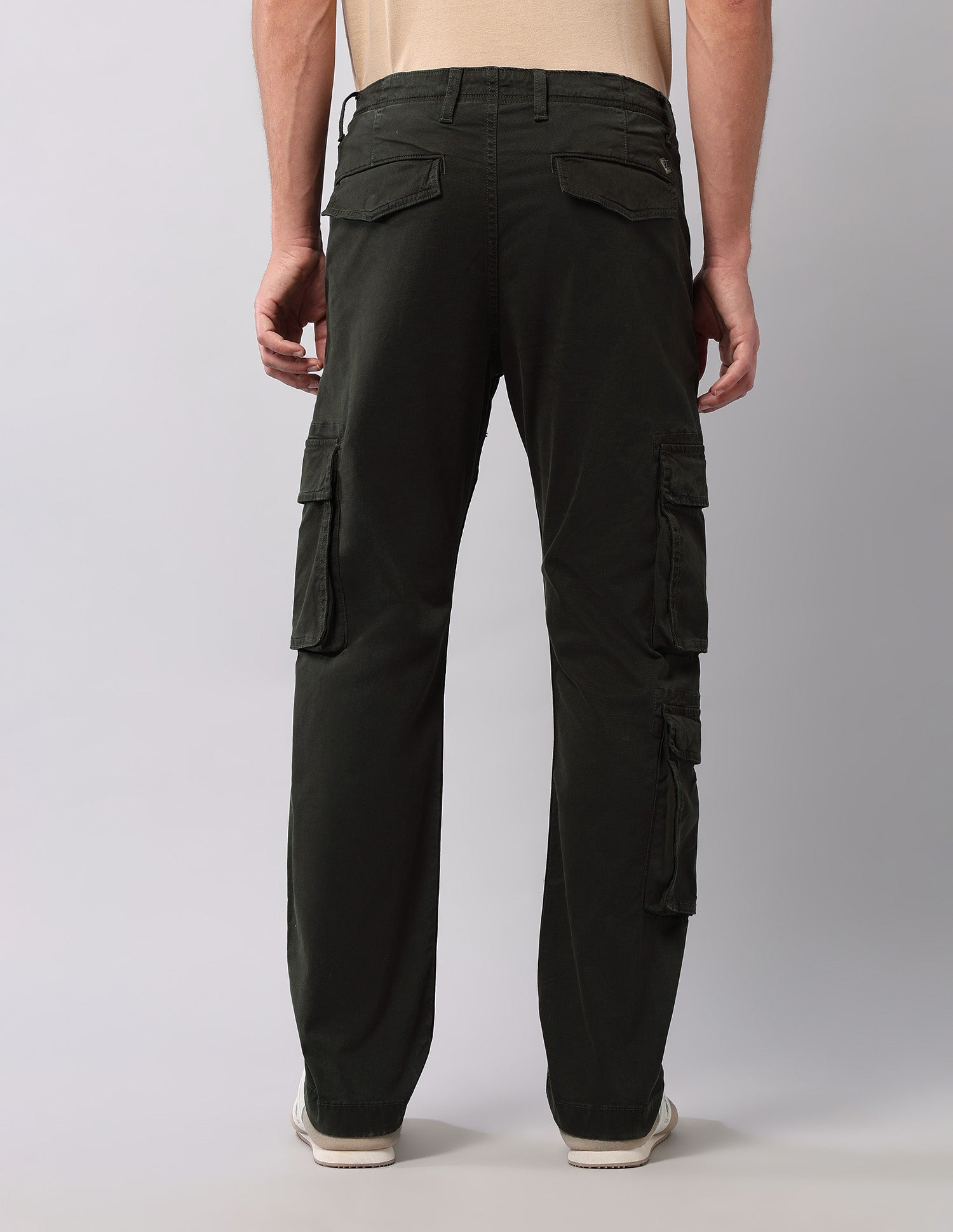 Pure Cotton Solid Cargos Olive - U.S. Polo Assn. India | Large