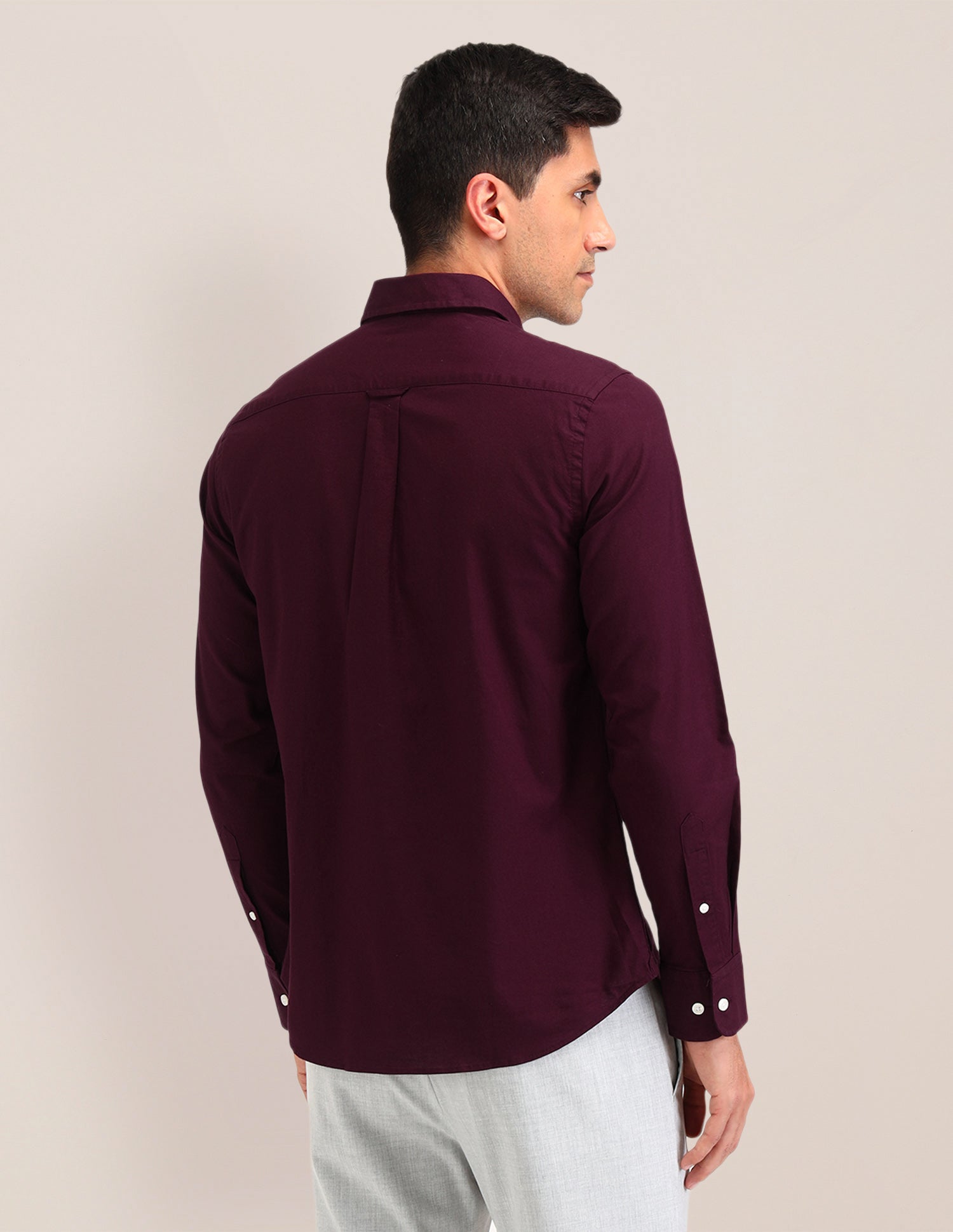 Solid Tailored Fit Shirt Maroon - U.S. POLO ASSN. | Large