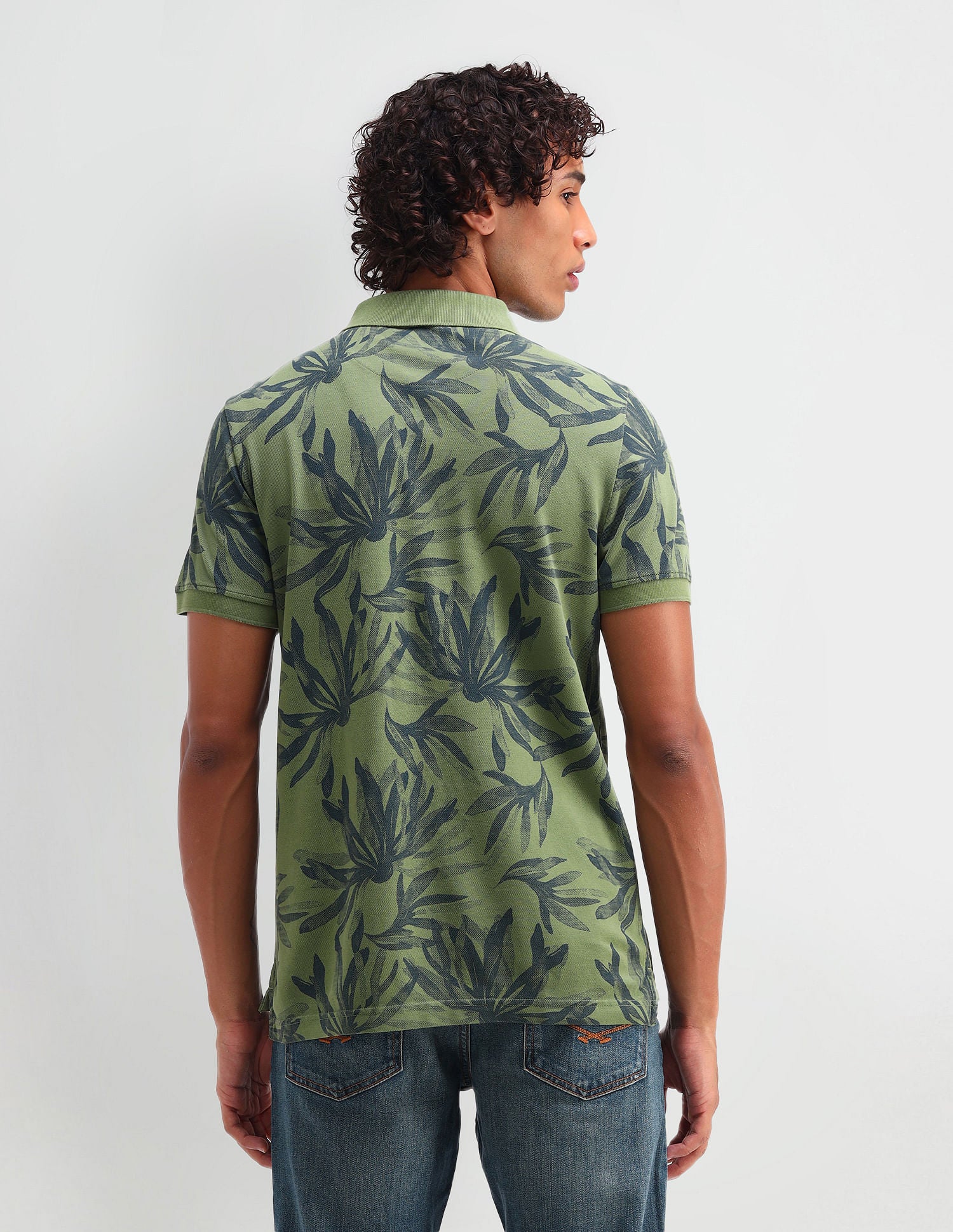 Floral Print Cotton Polo Shirt Green - U.S. POLO ASSN. | Large