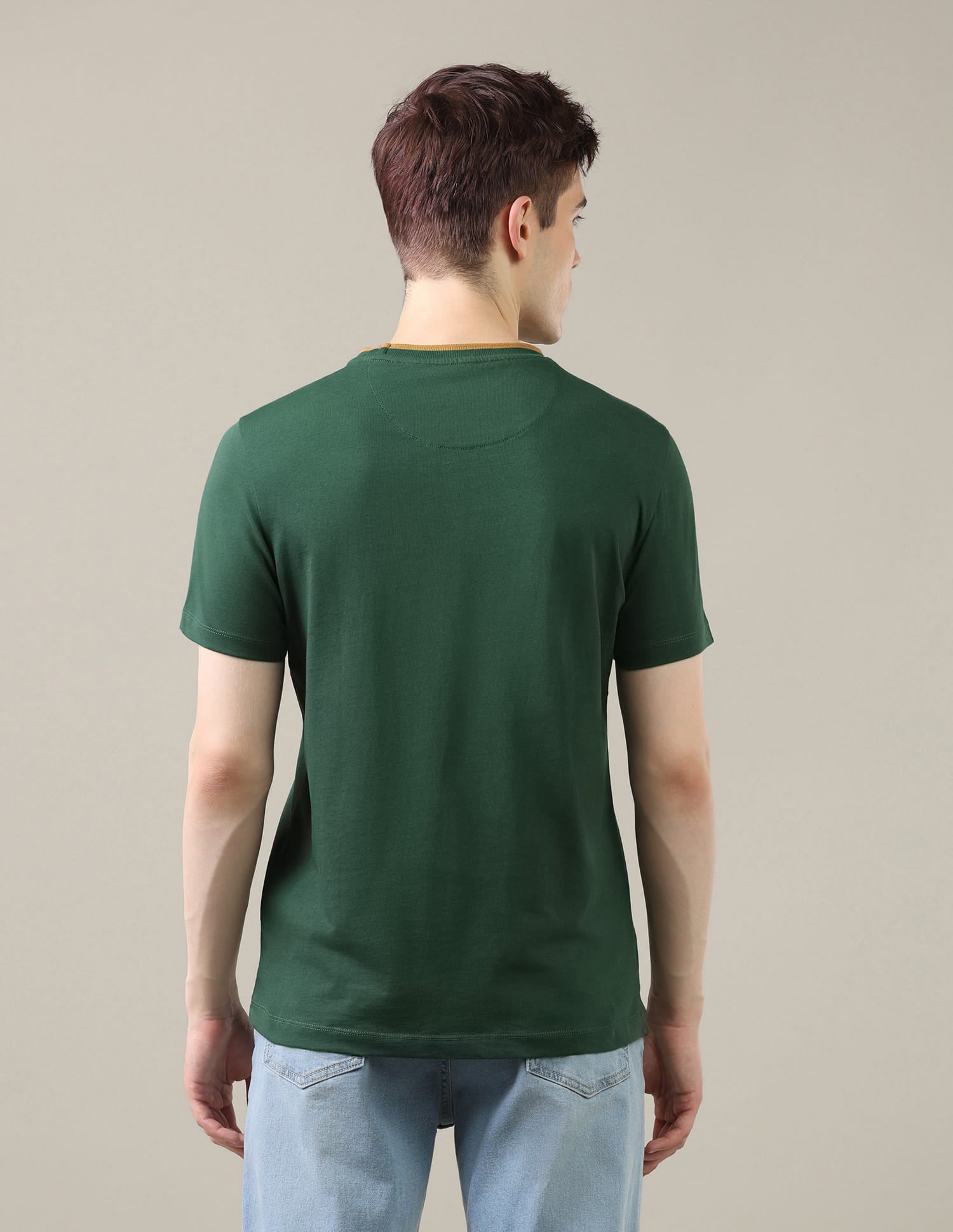 Solid Regular Fit T-Shirt Green - U.S. Polo Assn. India | Large