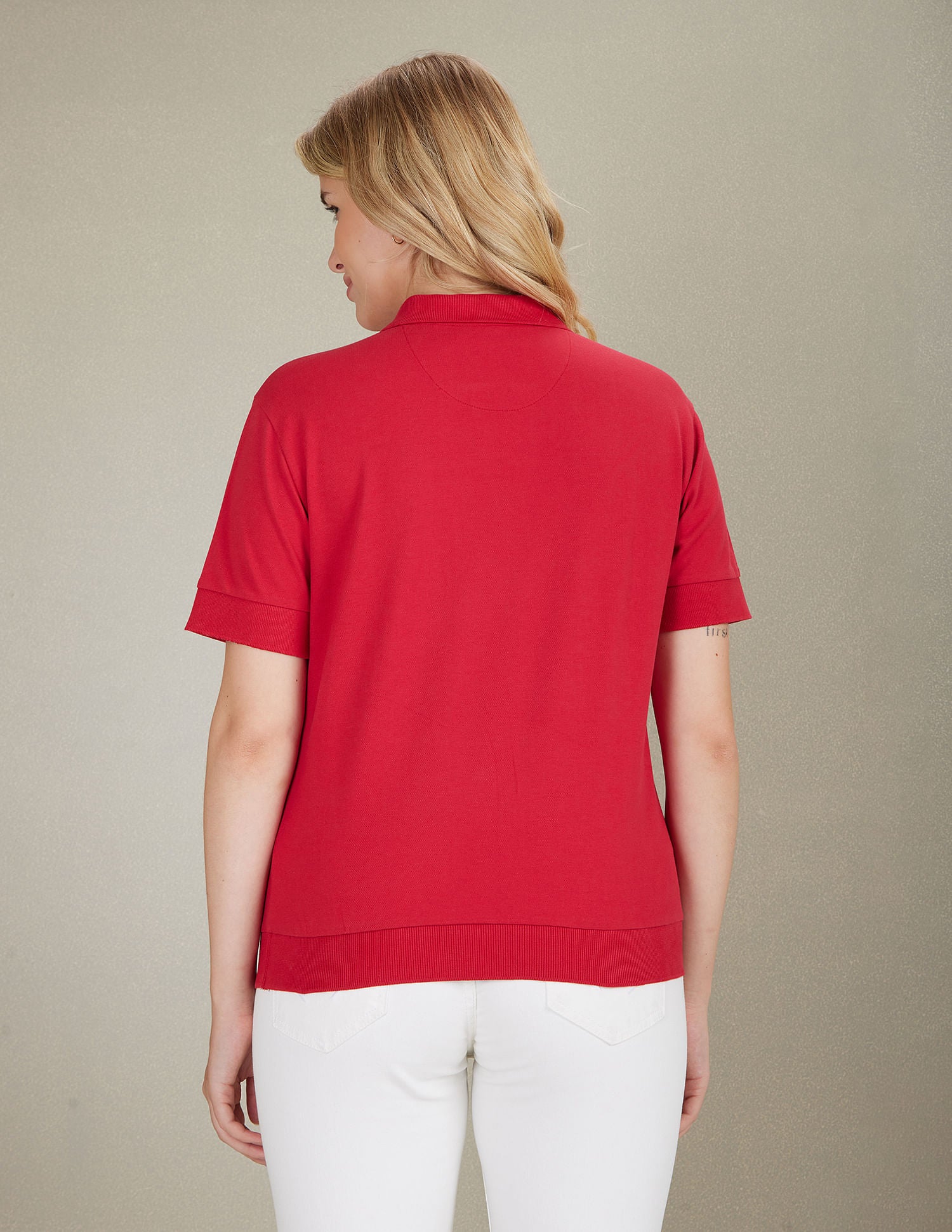 Contrast Logo Crop Polo Shirt Lipstick Red - U.S. POLO ASSN. | Large