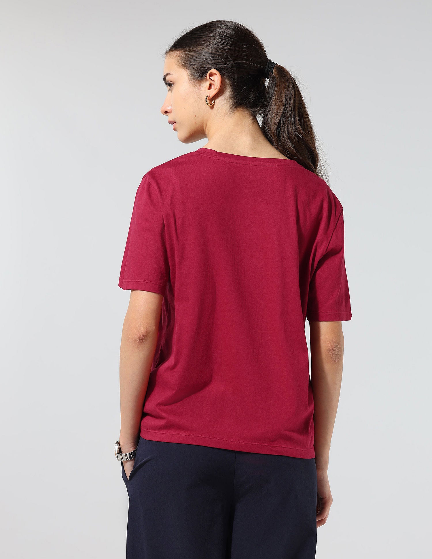 Boxy Fit Solid Lounge T-Shirt Dark Red - U.S. POLO ASSN. | Large