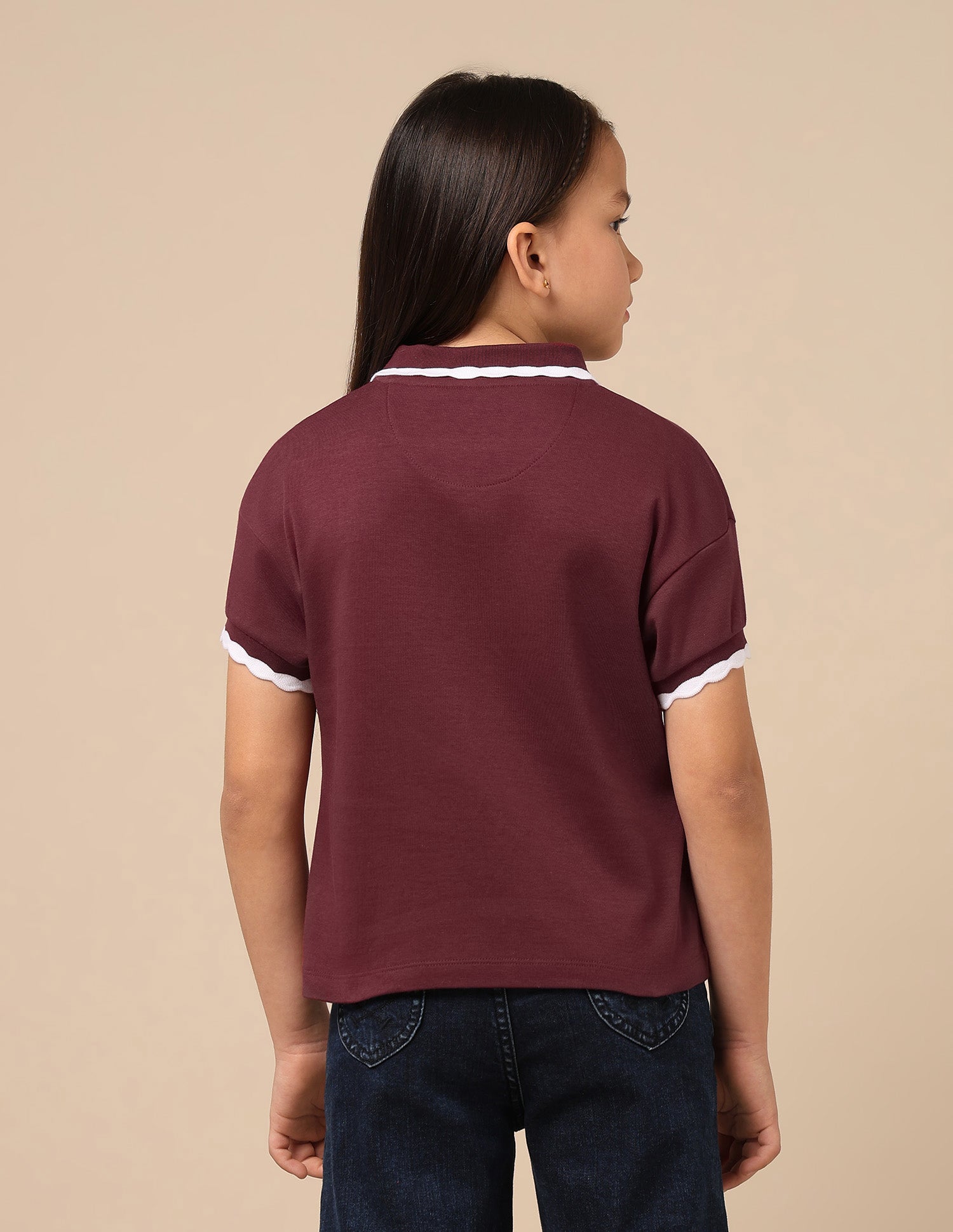 Girls Solid Boxy Fit Top Burgundy - U.S. POLO ASSN. | Large