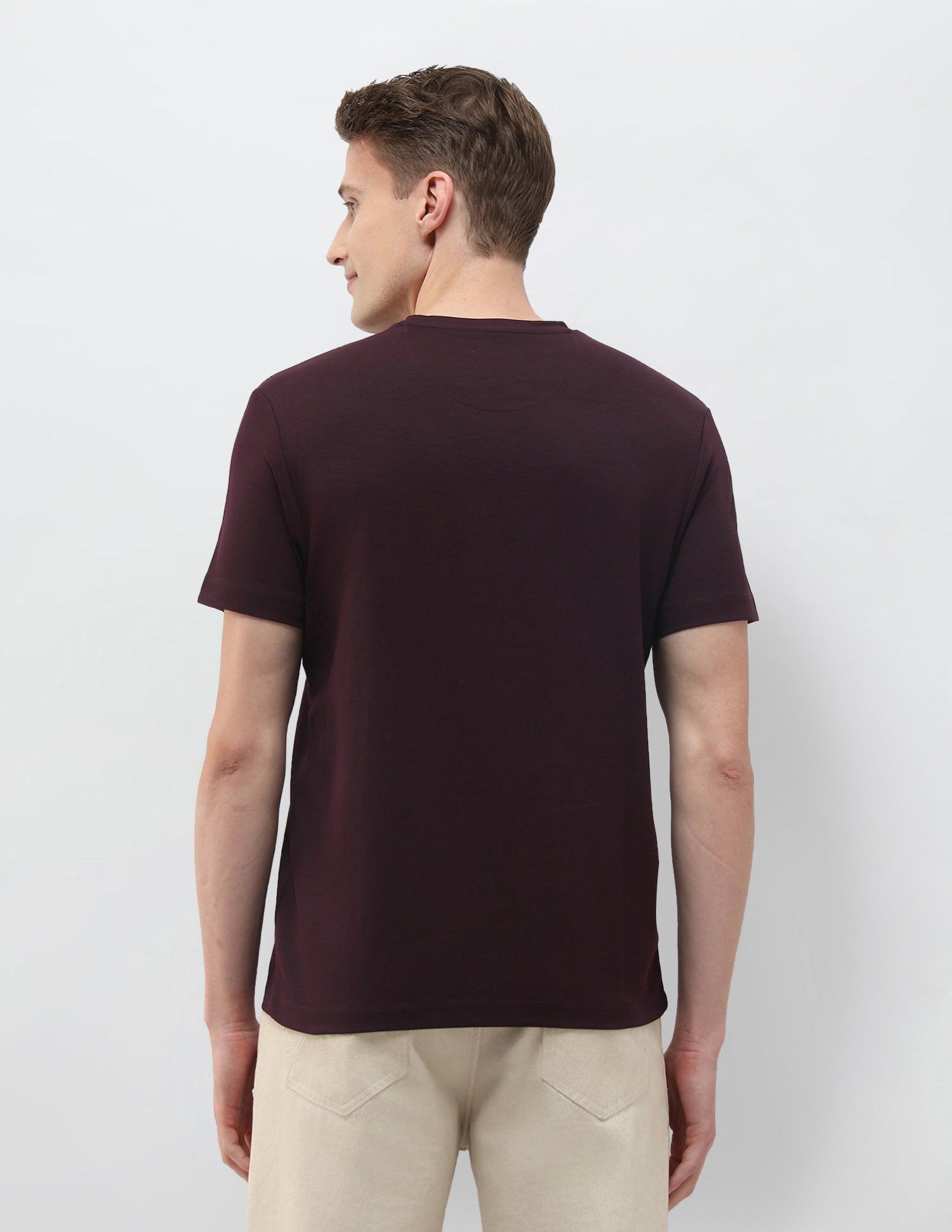 Black & Gold Brand Embossed Slim Fit T-Shirt Wine - U.S. Polo Assn. India | Large