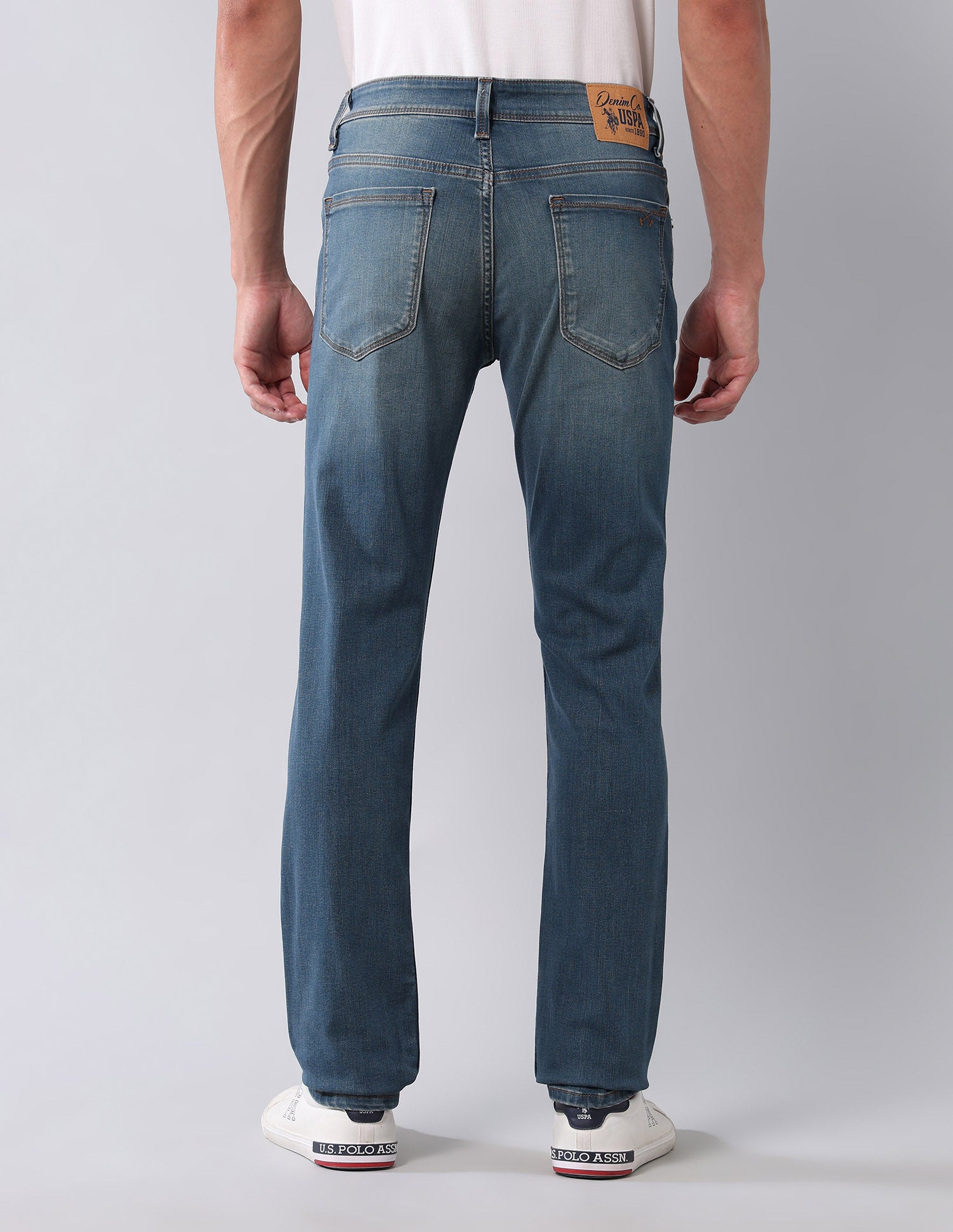 Regallo Skinny Fit Super Stretch Jeans Mid Wash - U.S. Polo Assn. India | Large