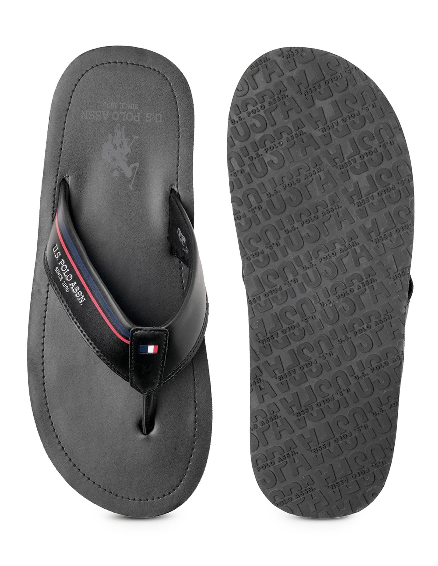 Nesta 3.0 Striped Flip Flops Black - U.S. Polo Assn. India | Large