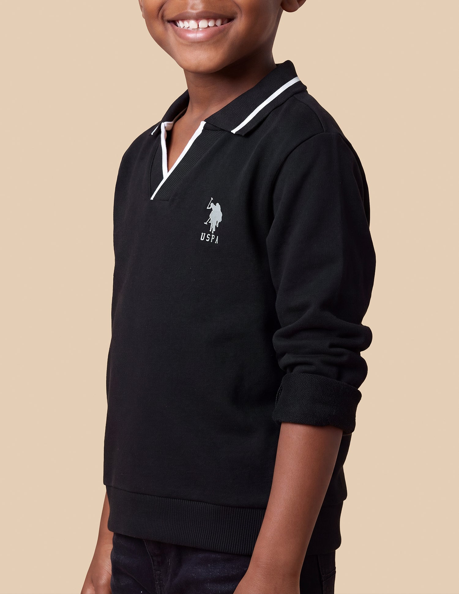 Solid Regular Fit Sweatshirt Black - U.S. Polo Assn. India | Large