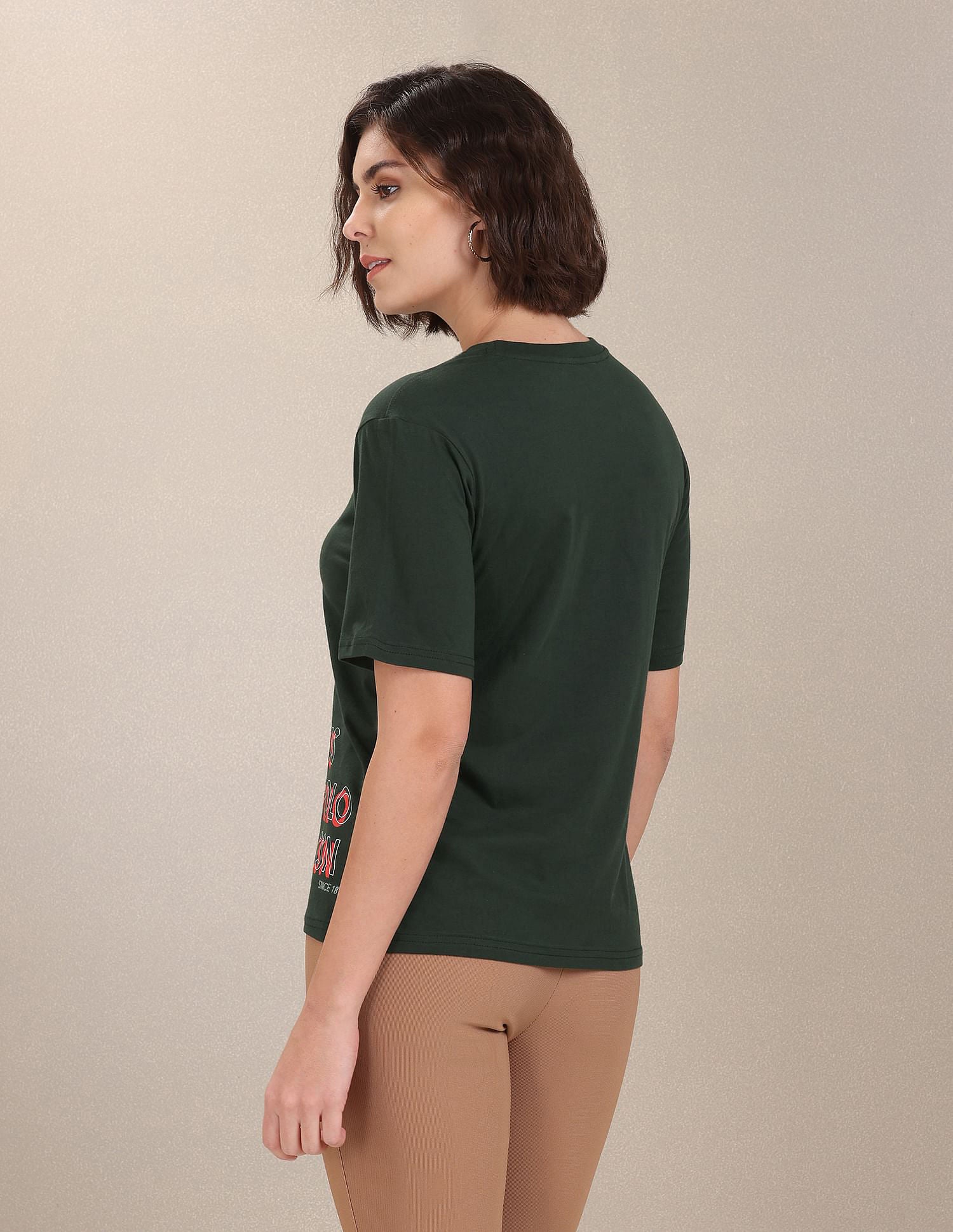 Typographic Print Cotton T-Shirt Dark Green - U.S. POLO ASSN. | Large