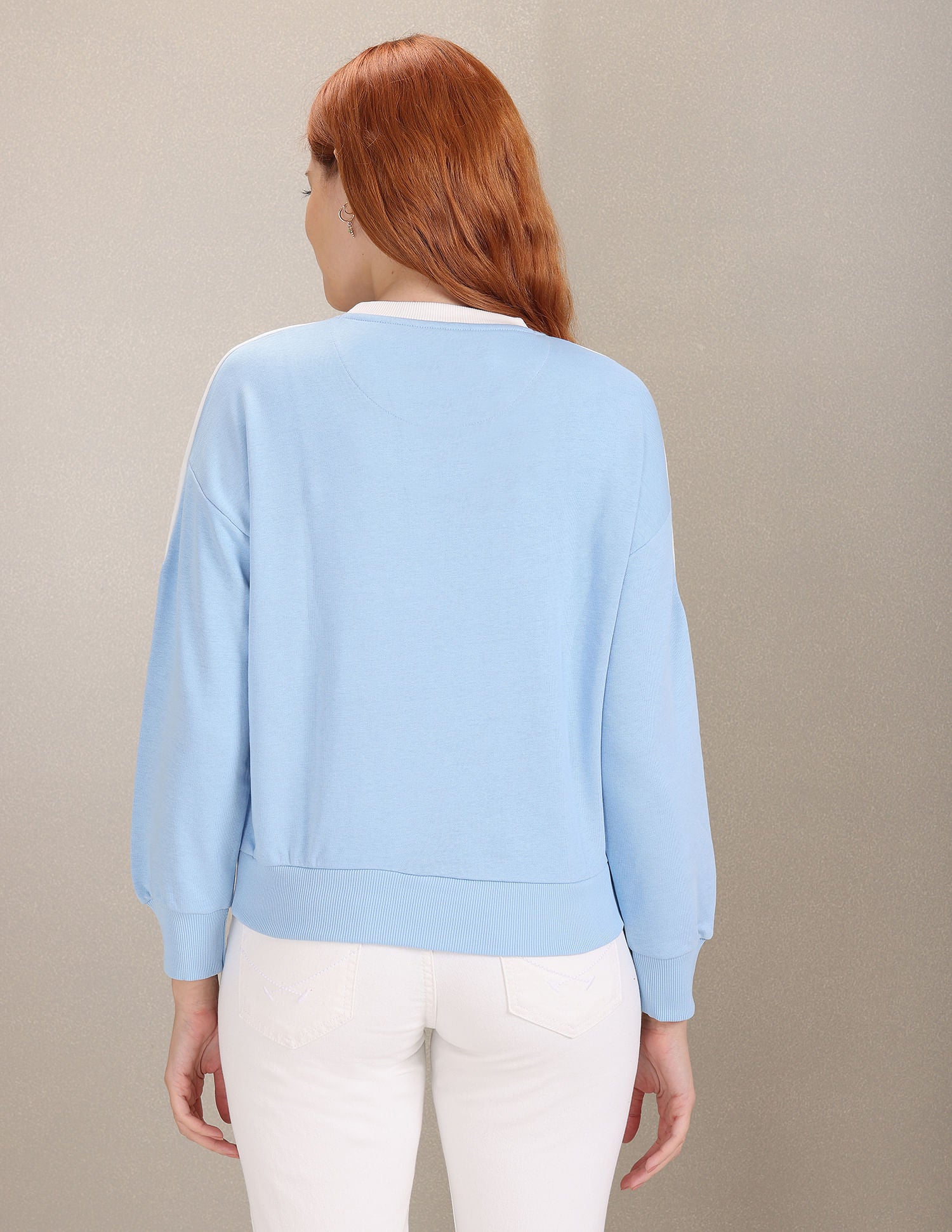 Crew Neck Colour Block Sweatshirt Light Blue - U.S. POLO ASSN. | Large