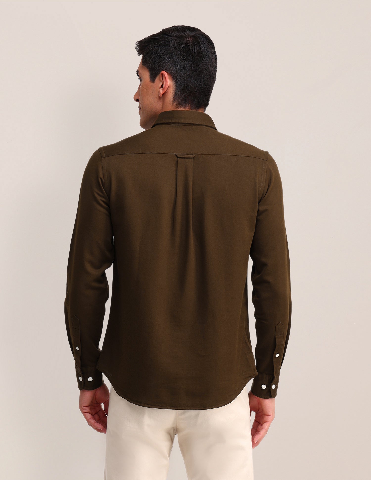 Solid Pattern Dobby Shirt Brown - U.S. Polo Assn. India | Large