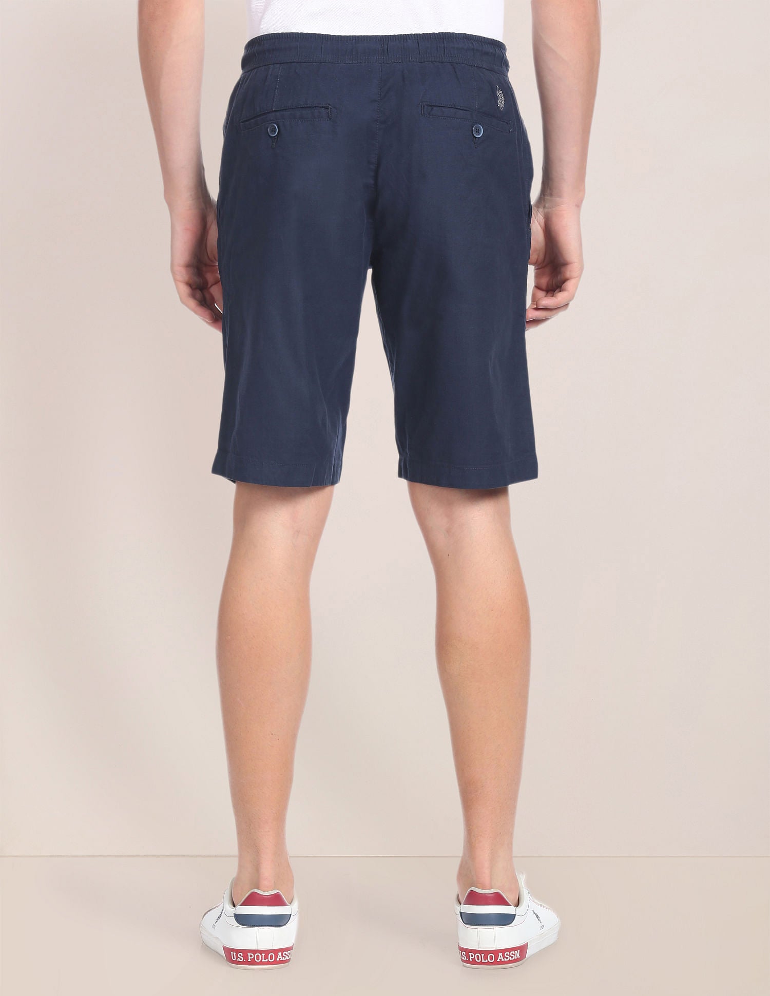 Elasticised Waist Twill Shorts Navy - U.S. Polo Assn. India | Large