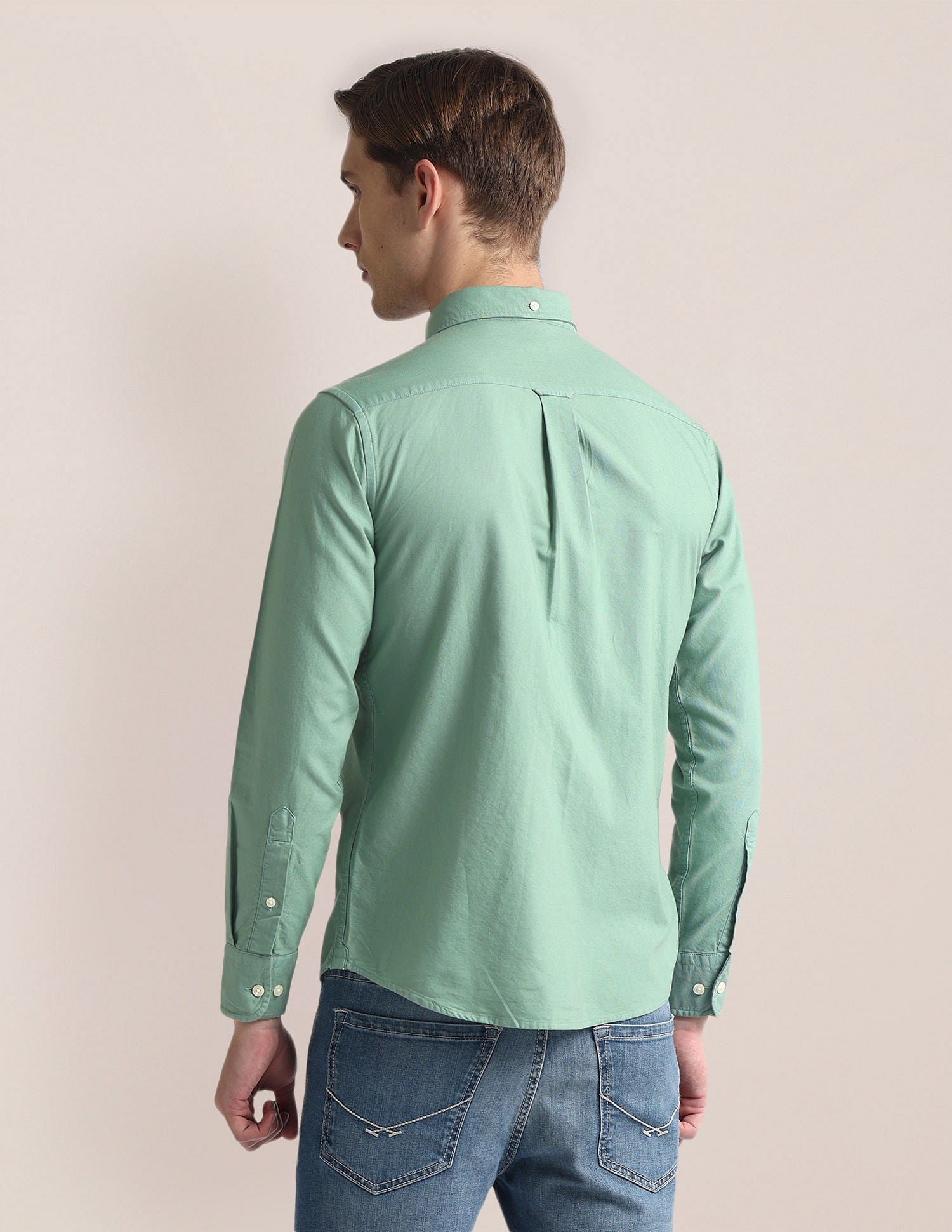 Tailored Fit Dobby Shirt Green - U.S. Polo Assn. India | Large