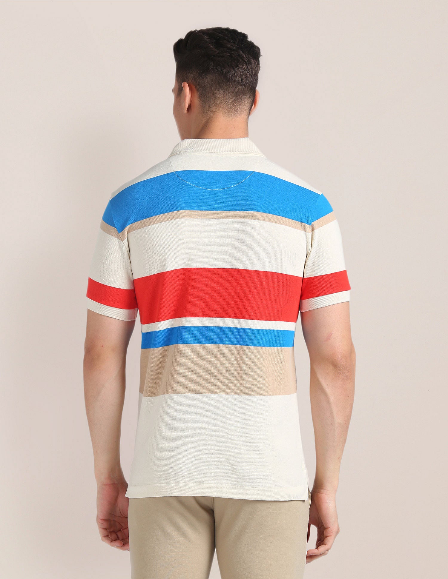 Horizontal Stripe Slim Polo Shirt Light Brown - U.S. POLO ASSN. | Large