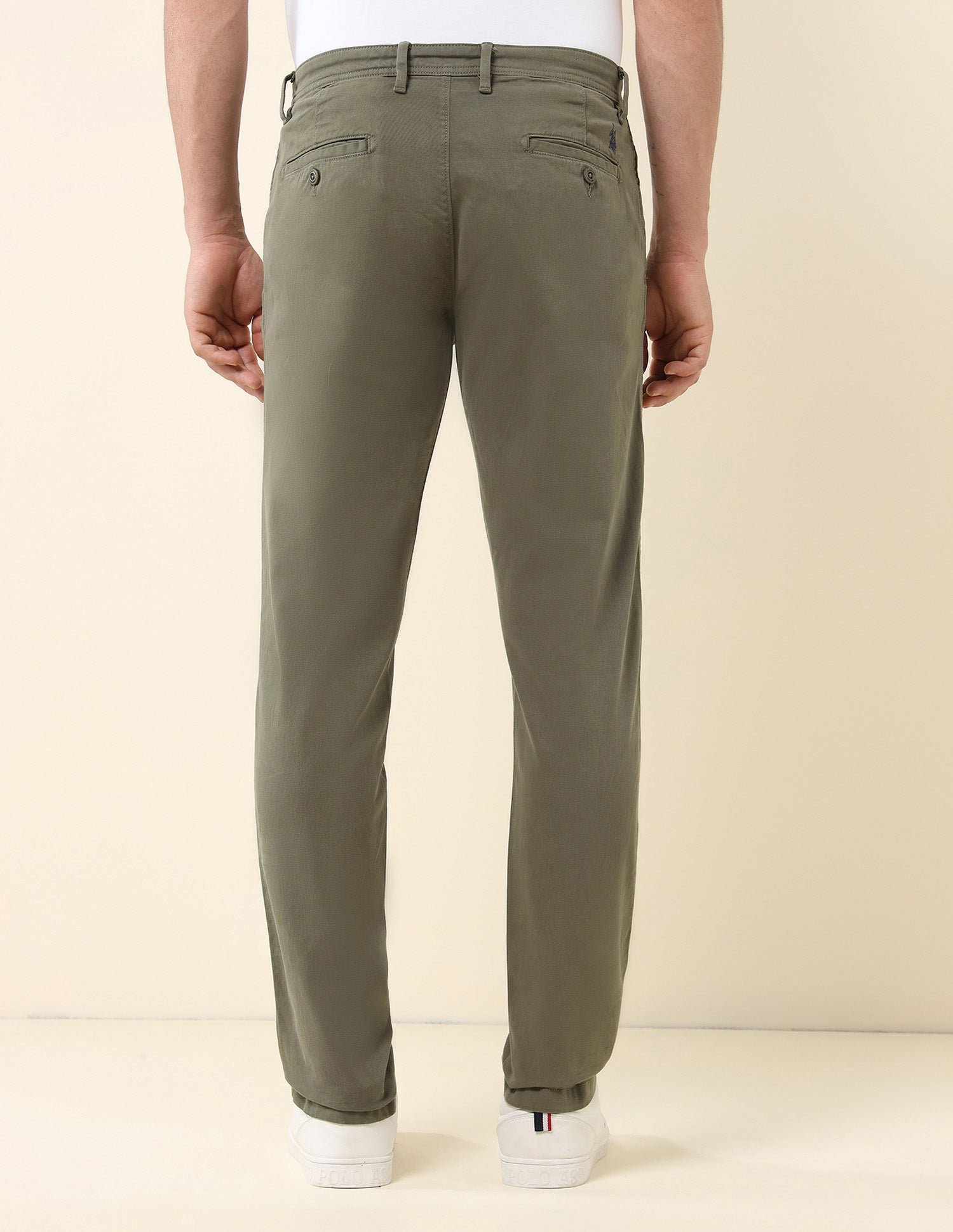 Austin Slim Fit Twill Trousers Olive - U.S. Polo Assn. India | Large