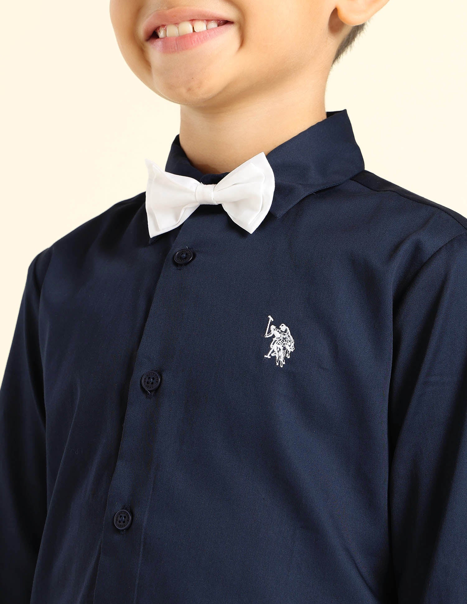 Boys Pure Cotton Satin Shirt Navy - U.S. POLO ASSN. | Large