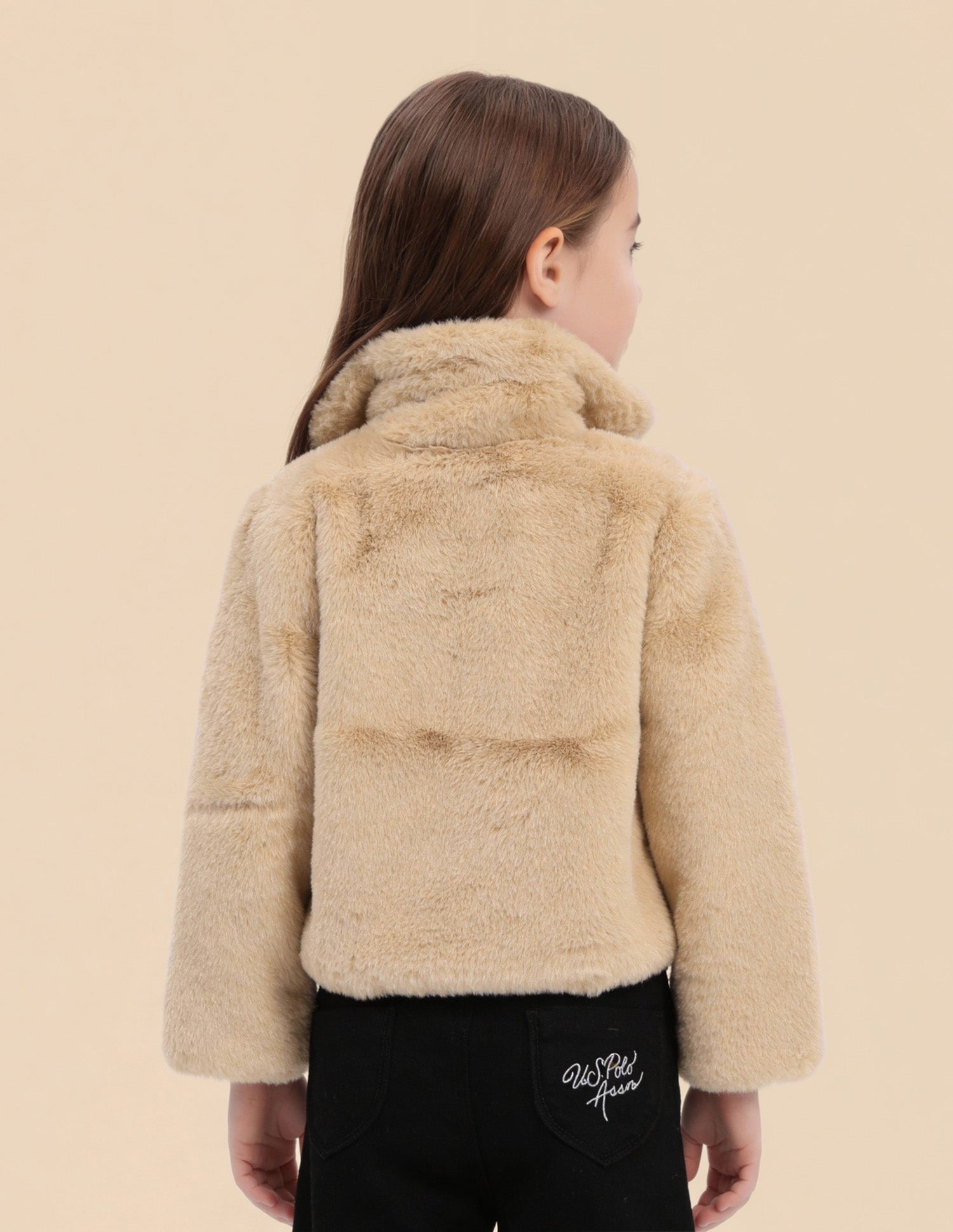 Girls Solid Comfort Fit Jacket Light Brown - U.S. Polo Assn. India | Large