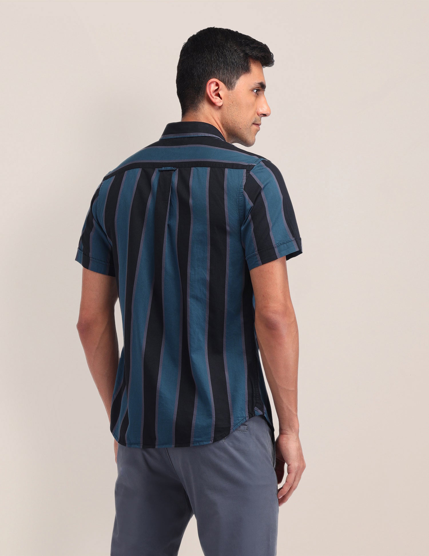 Vertical Striped Tailored Fit Shirt Teal - U.S. Polo Assn. India | Large