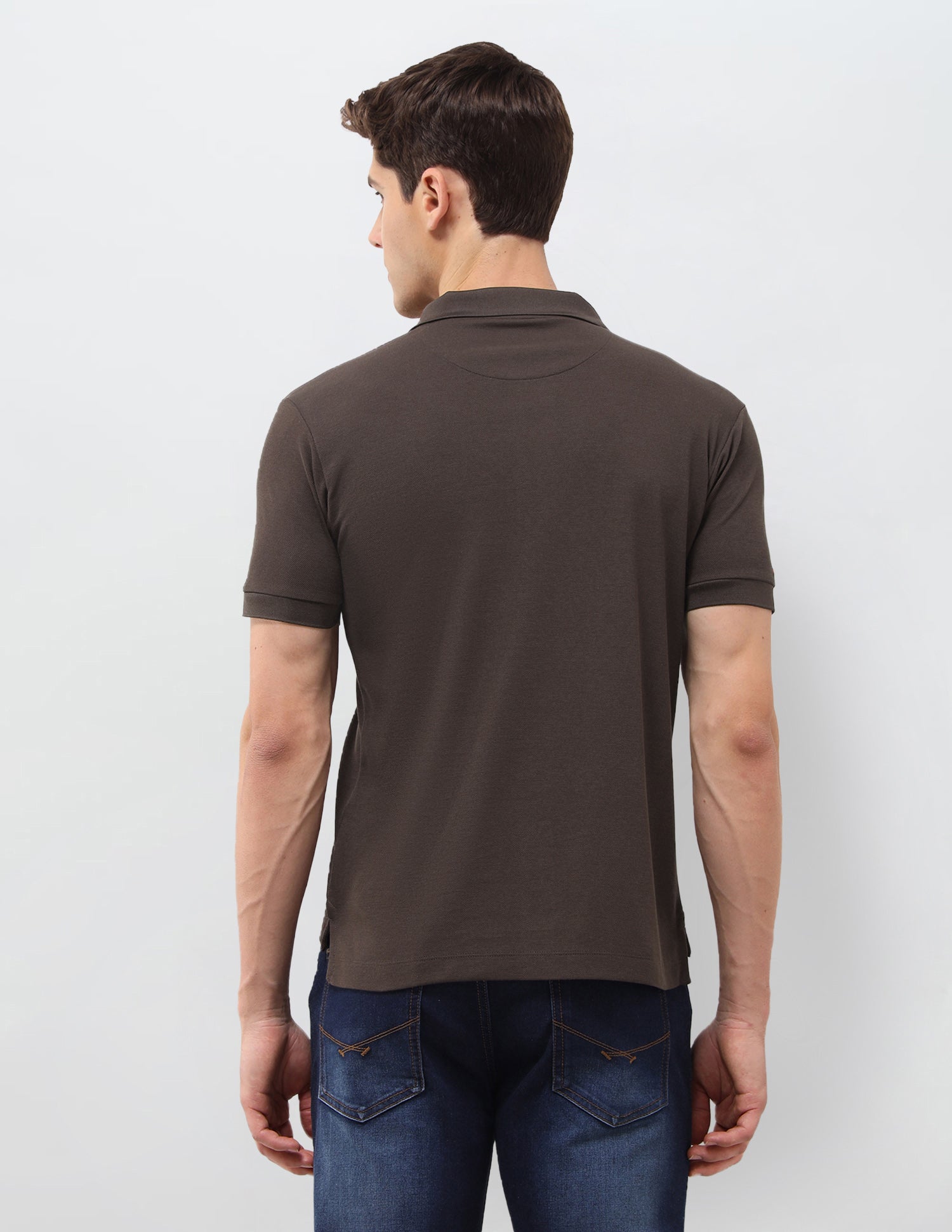 Solid Slim Fit Polo Shirt Dark Brown - U.S. Polo Assn. India | Large