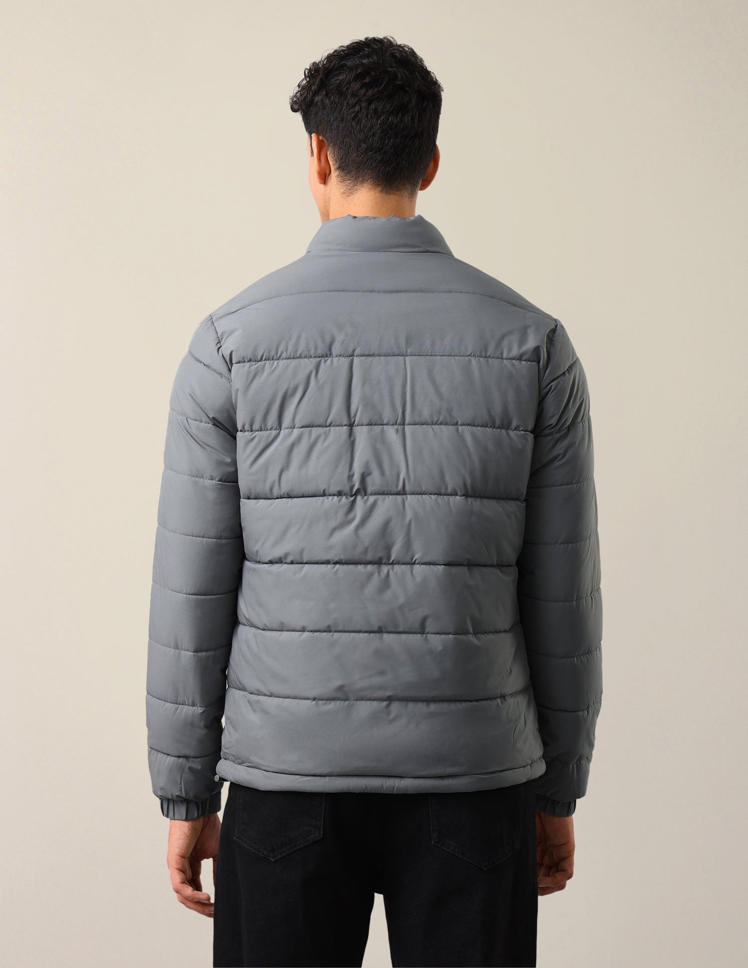 Solid Regular Fit Puffer Jacket Grey - U.S. Polo Assn. India | Large