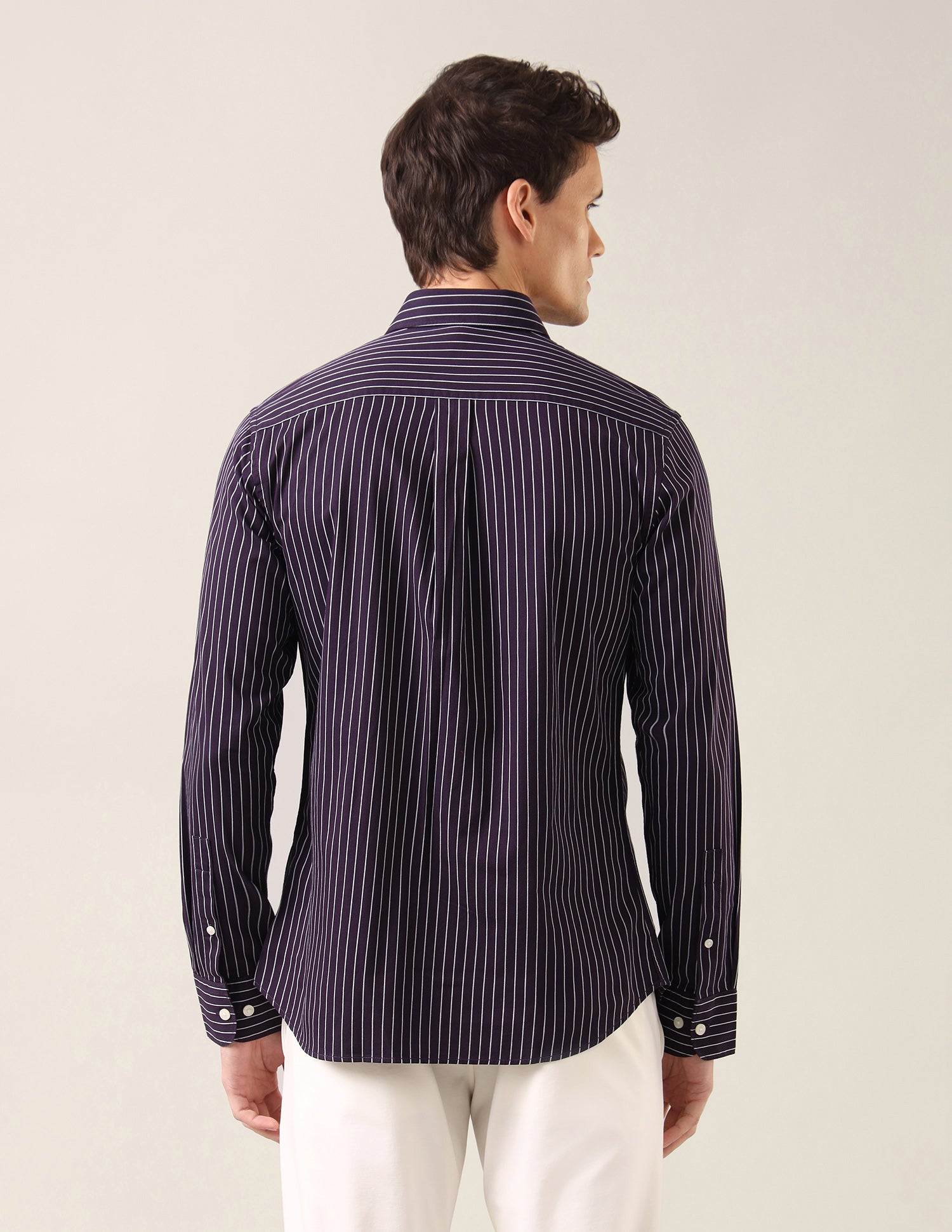 Vertical Striped Tailored Fit Shirt Purple - U.S. Polo Assn. India | Large