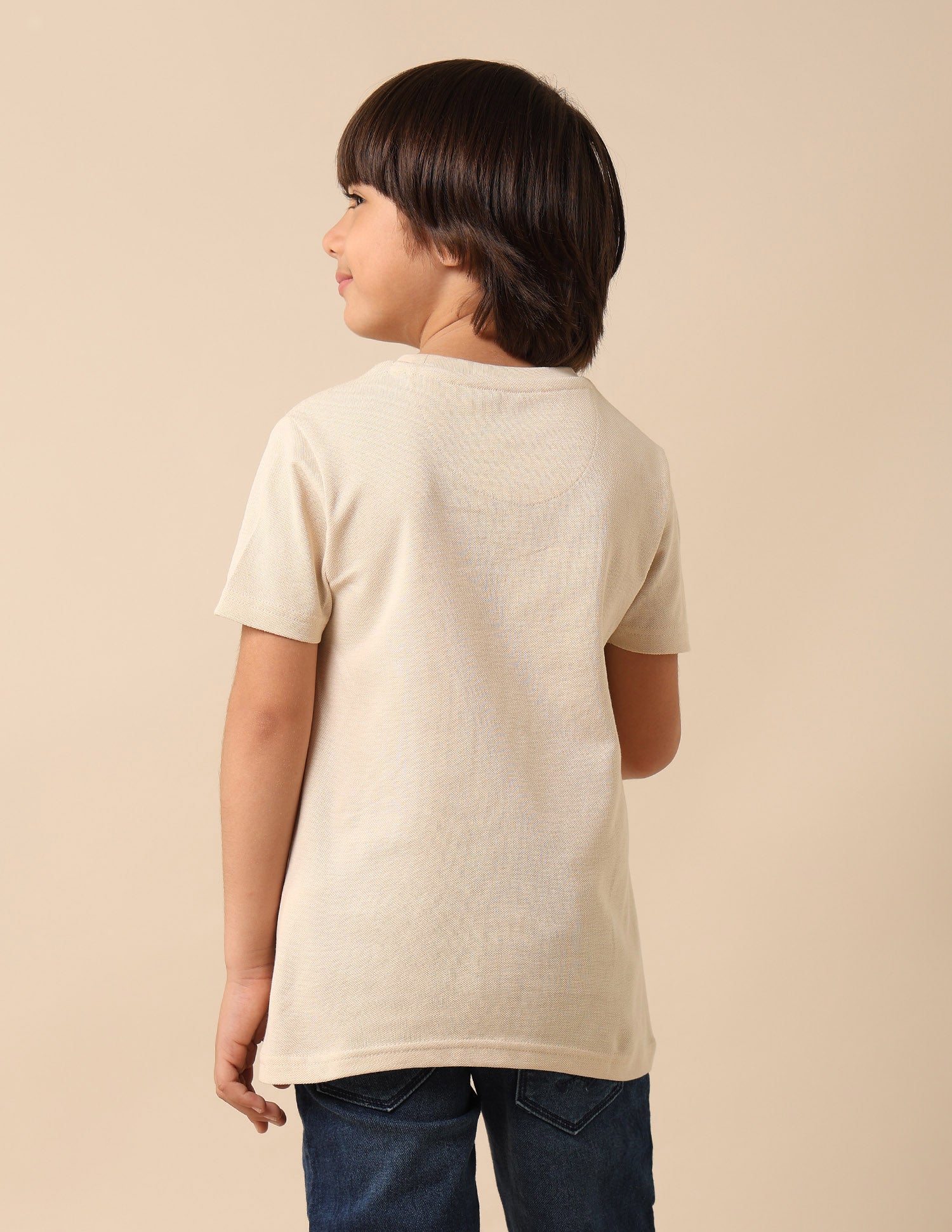 Boys Graphic Printed Pure Cotton T Shirt Ecru - U.S. POLO ASSN. | Large