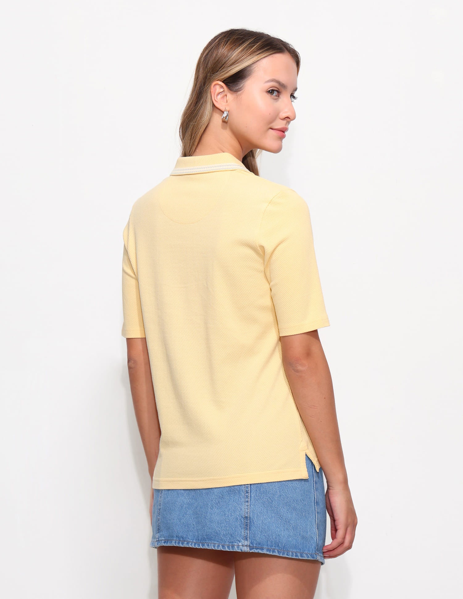 Boxy Fit Textured Polo Shirt Yellow - U.S. Polo Assn. India | Large