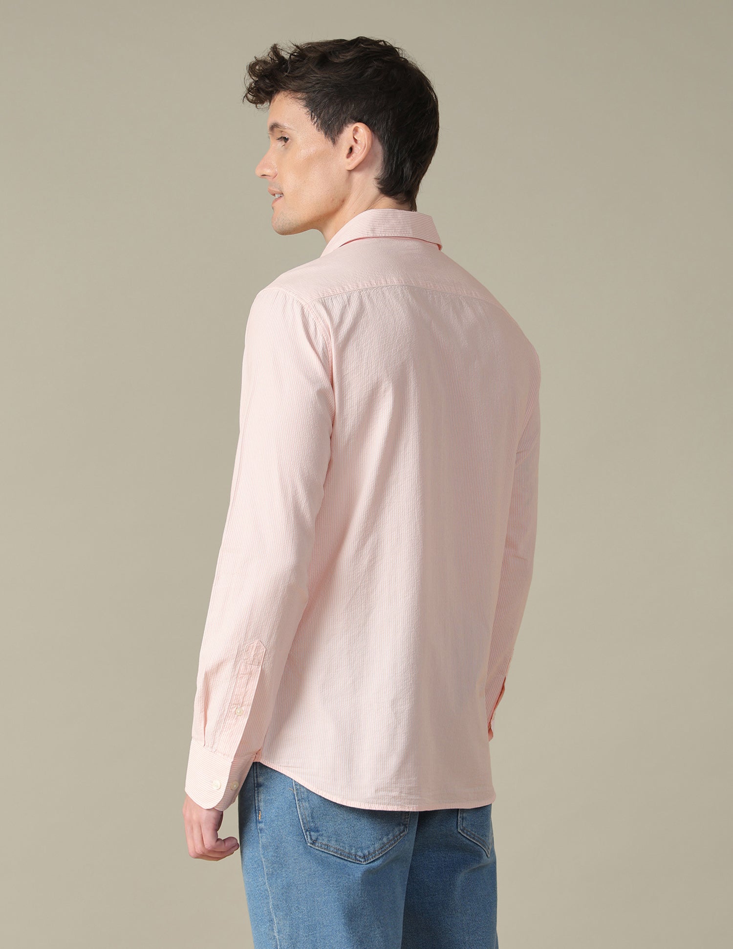 Vertical Striped Seersucker Shirt Pink - U.S. Polo Assn. India | Large