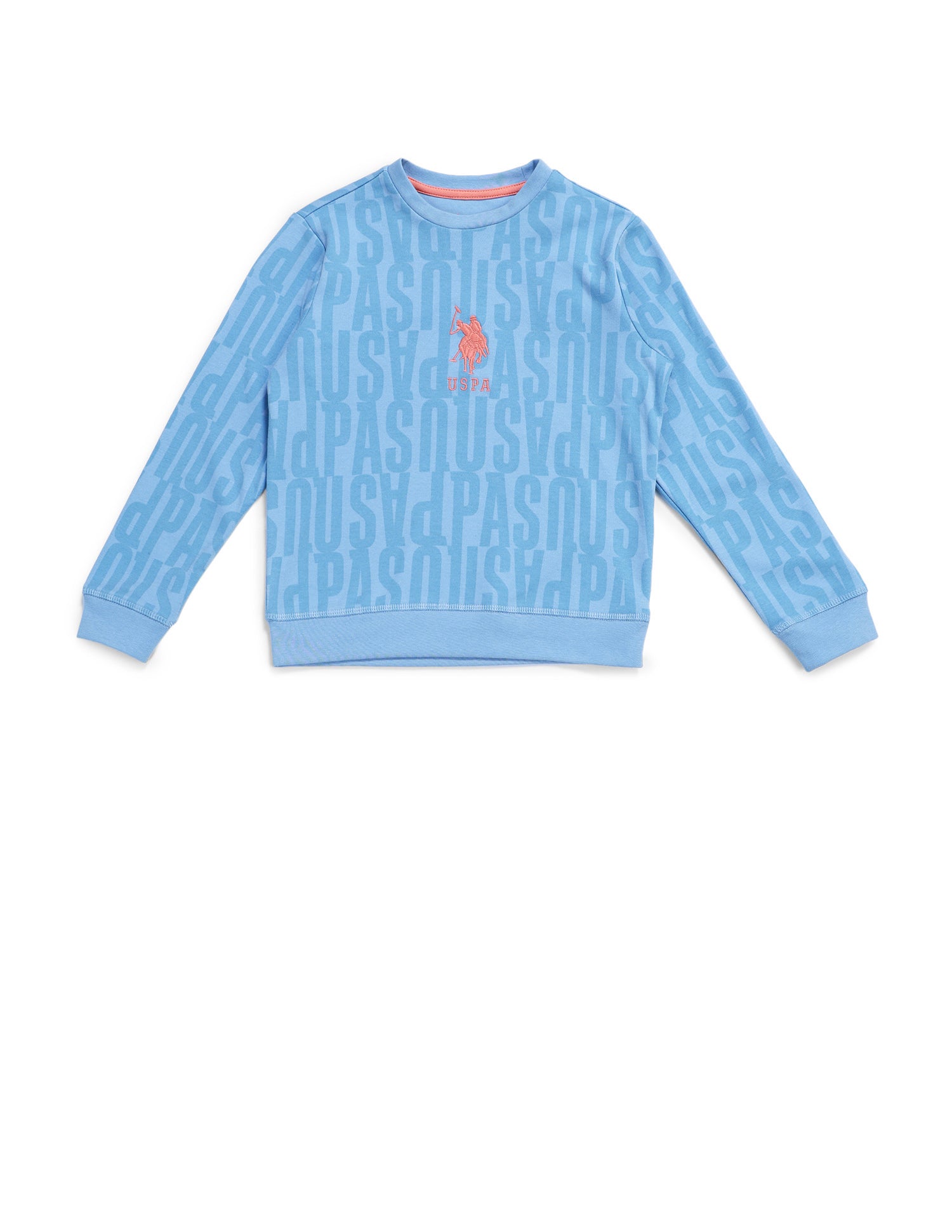 Boys Brand Printed Regular Fit Sweatshirt Light Blue - U.S. POLO ASSN. | Large