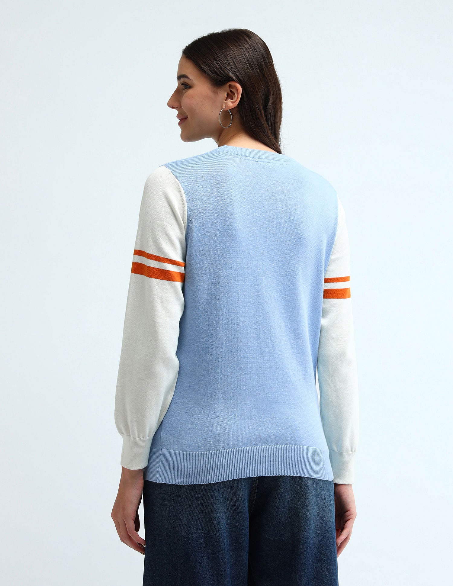 Colour Blocked Regular Fit Sweater Light Blue - U.S. POLO ASSN. | Large