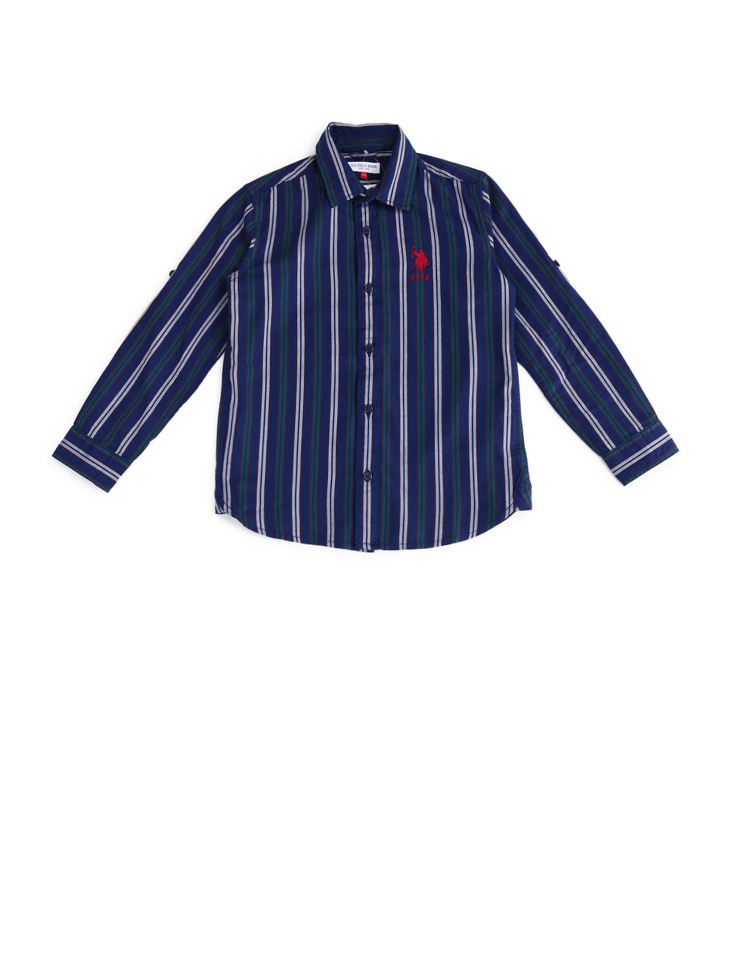 Boys Vertical Striped Cotton Shirt Navy - U.S. POLO ASSN. | Large