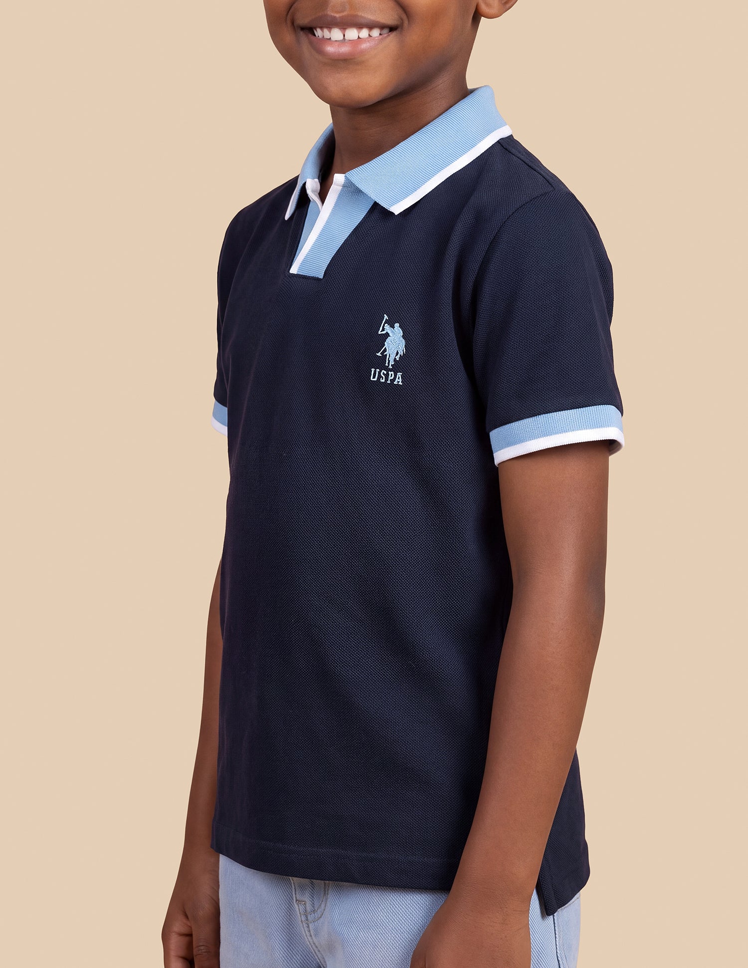 Horizontal Striped Patterned Regular Fit Polo Shirt Navy - U.S. Polo Assn. India | Large