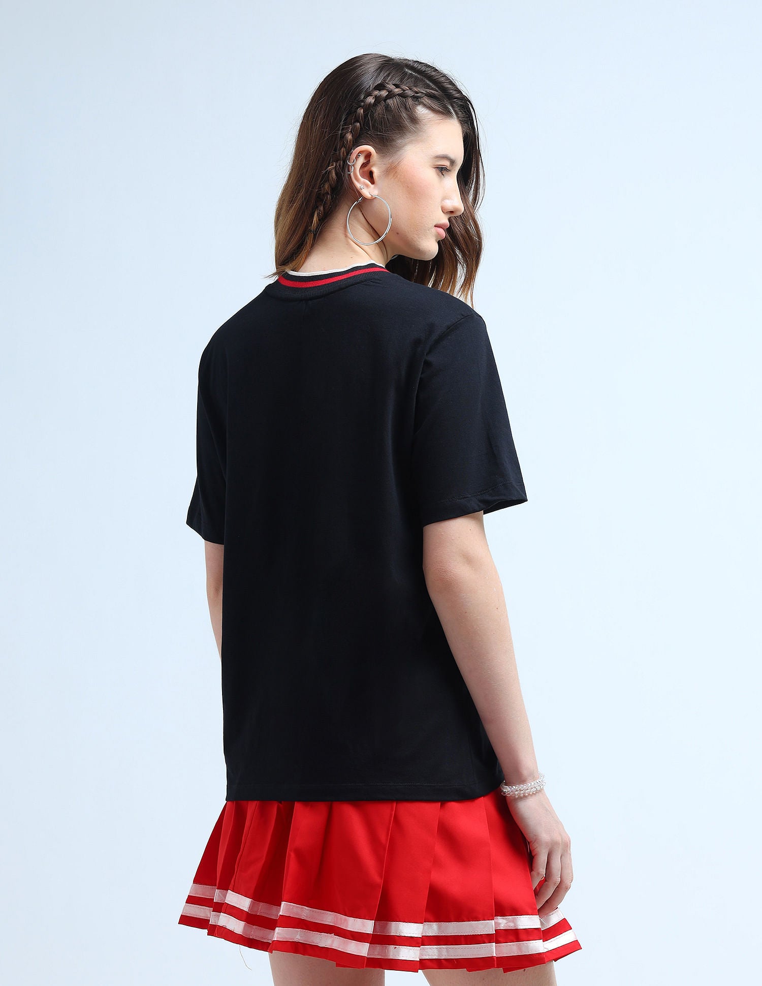 Boxy Fit Contrast Rib T-Shirt Black - U.S. Polo Assn. India | Large