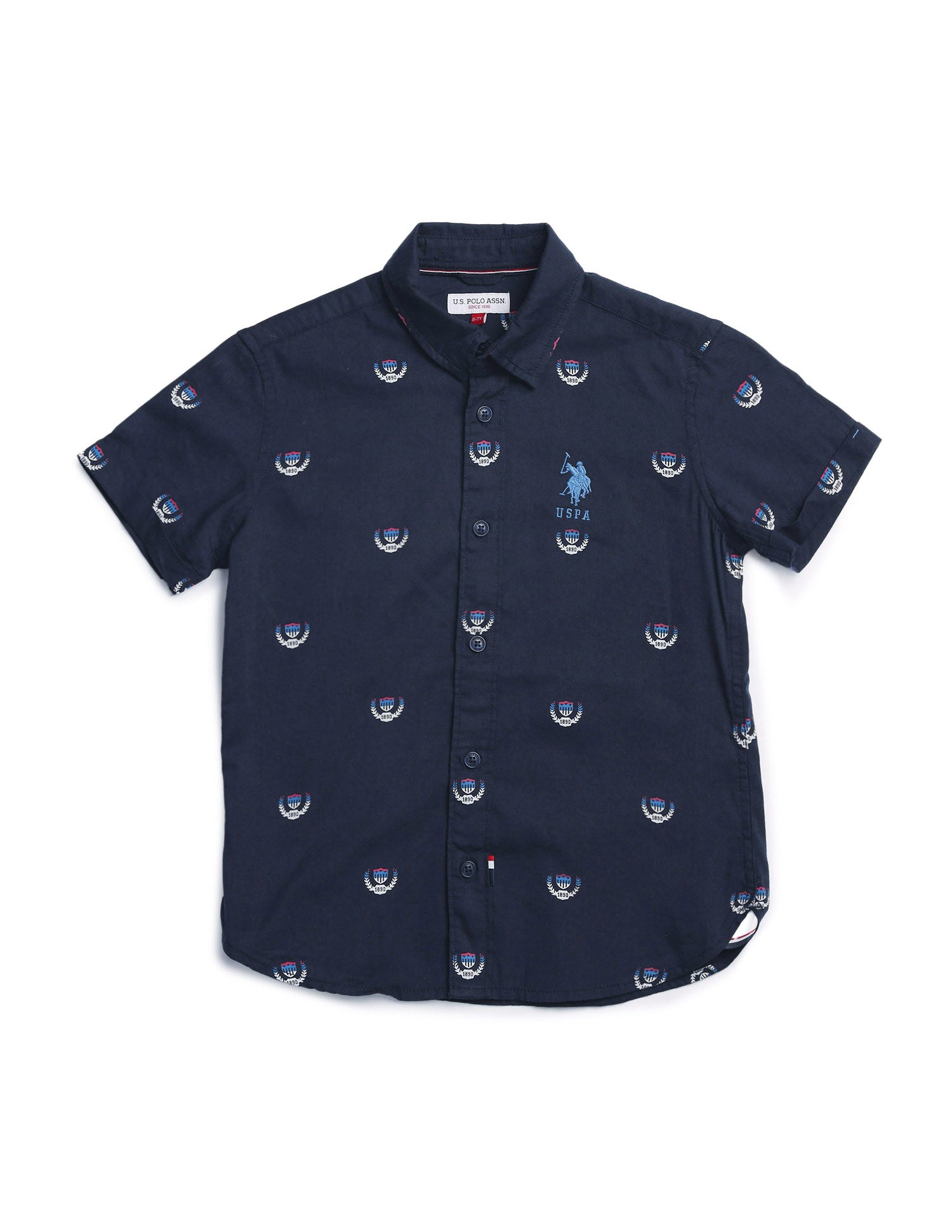 Boys Regular Fit All Over Printed Shirt Navy - U.S. POLO ASSN. | Large