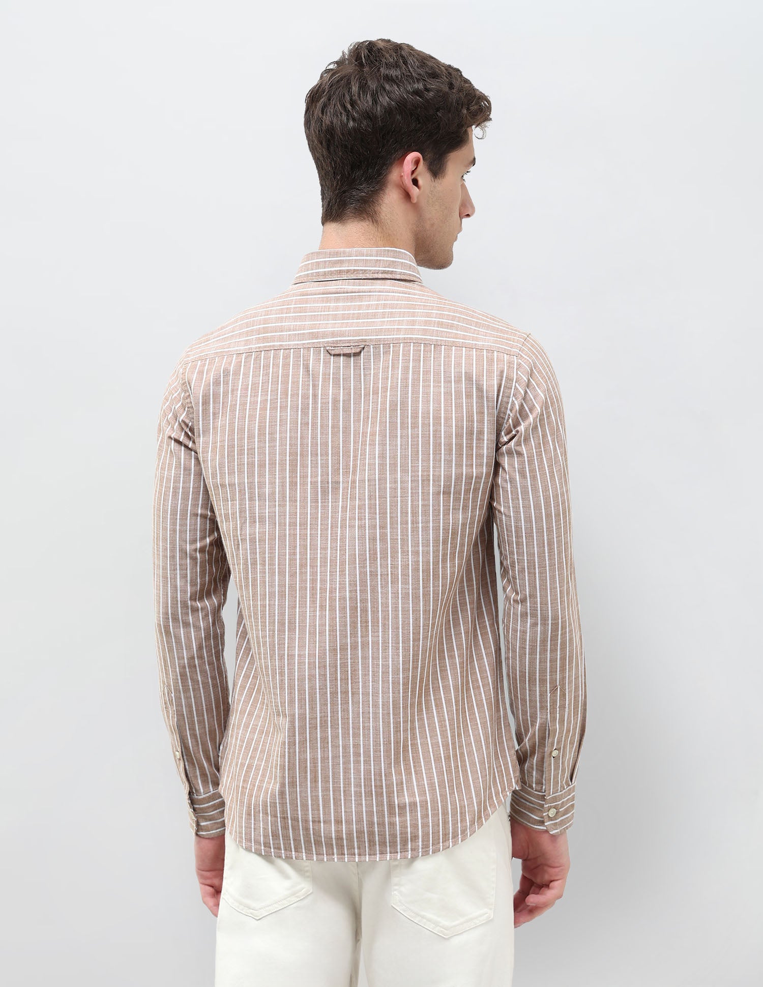 Regular Fit Vertical Striped Shirt Light Brown - U.S. POLO ASSN. | Large