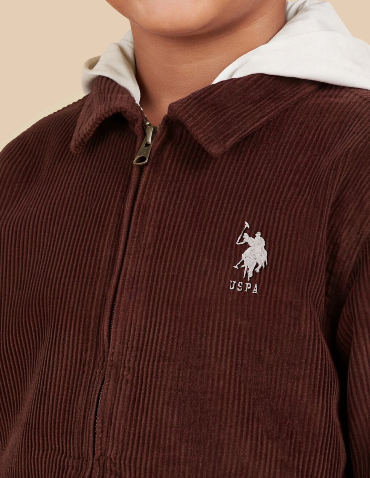 Corduroy Regular Fit Zipper Shacket Rust - U.S. Polo Assn. India | Large