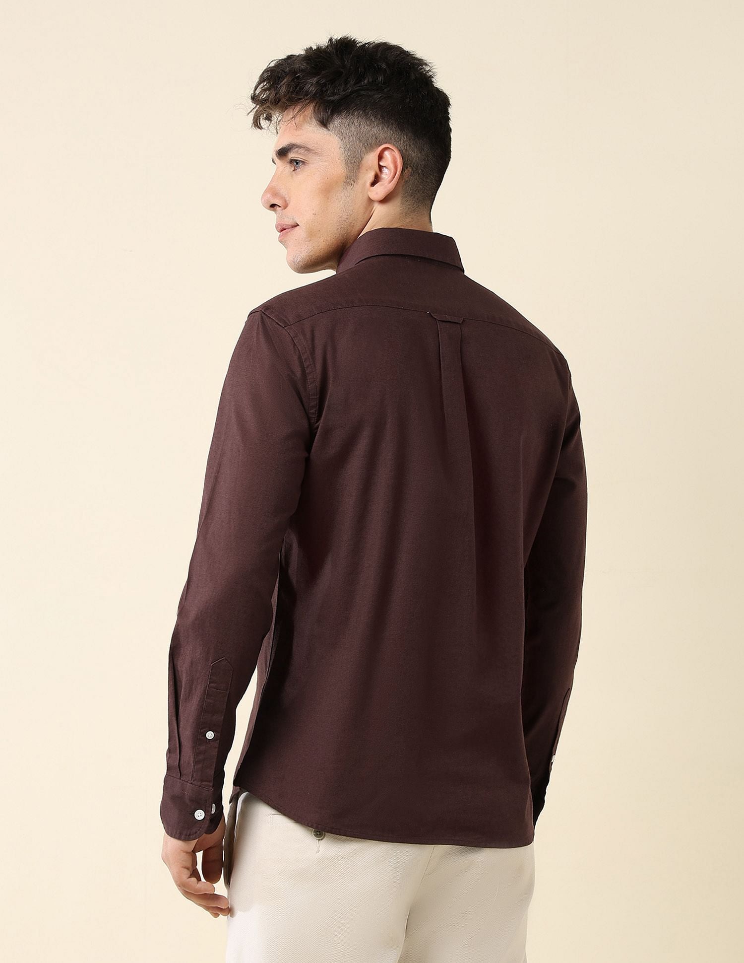 Oxford Stretch Button Down Shirt Brown - U.S. Polo Assn. India | Large