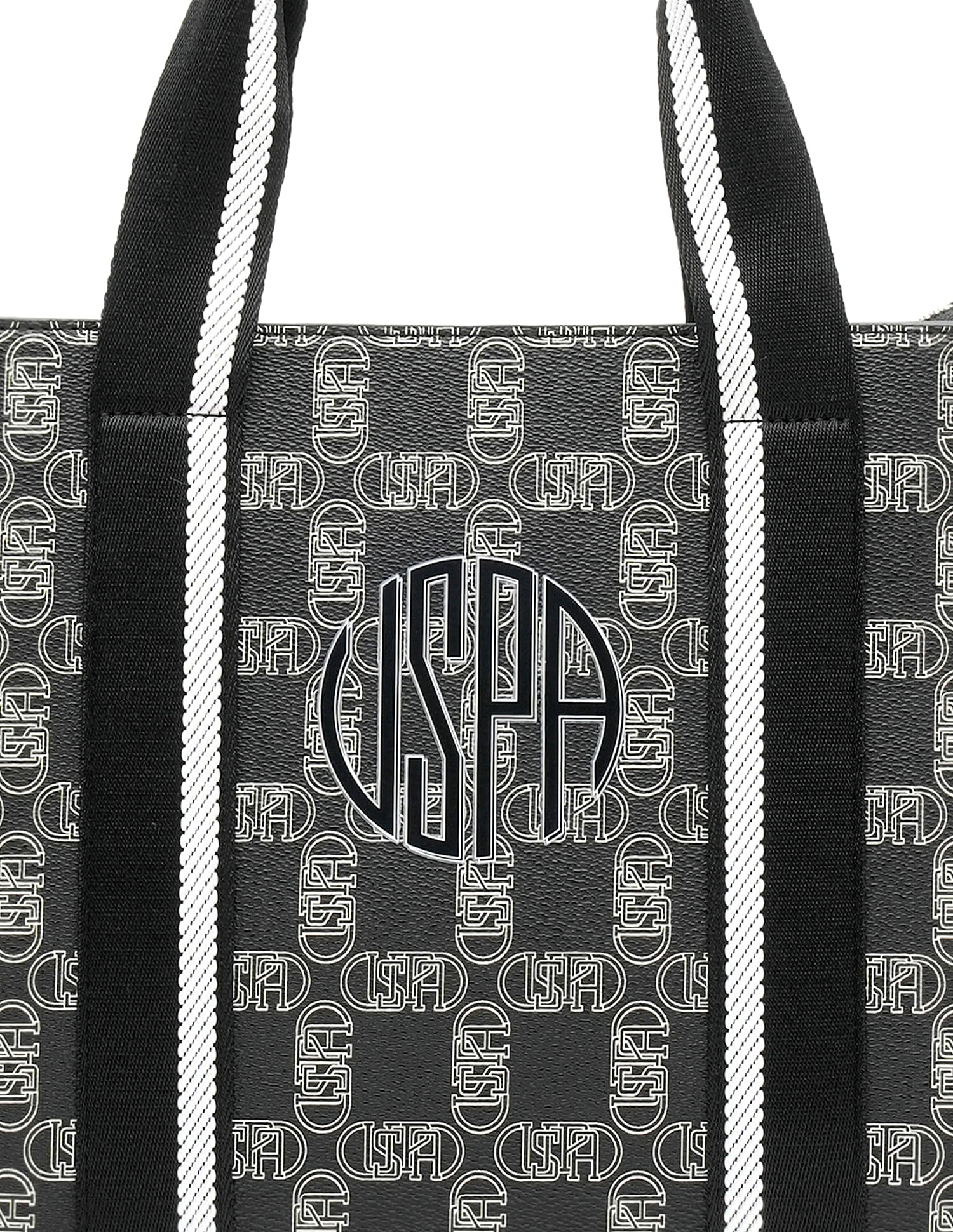 Mendy Monogram Satchel Bag Black - U.S. POLO ASSN. | Large