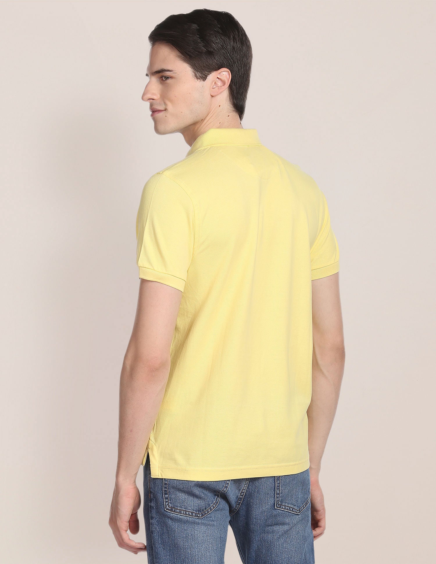 Ribbed Collar Solid Polo Shirt Yellow - U.S. POLO ASSN. | Large