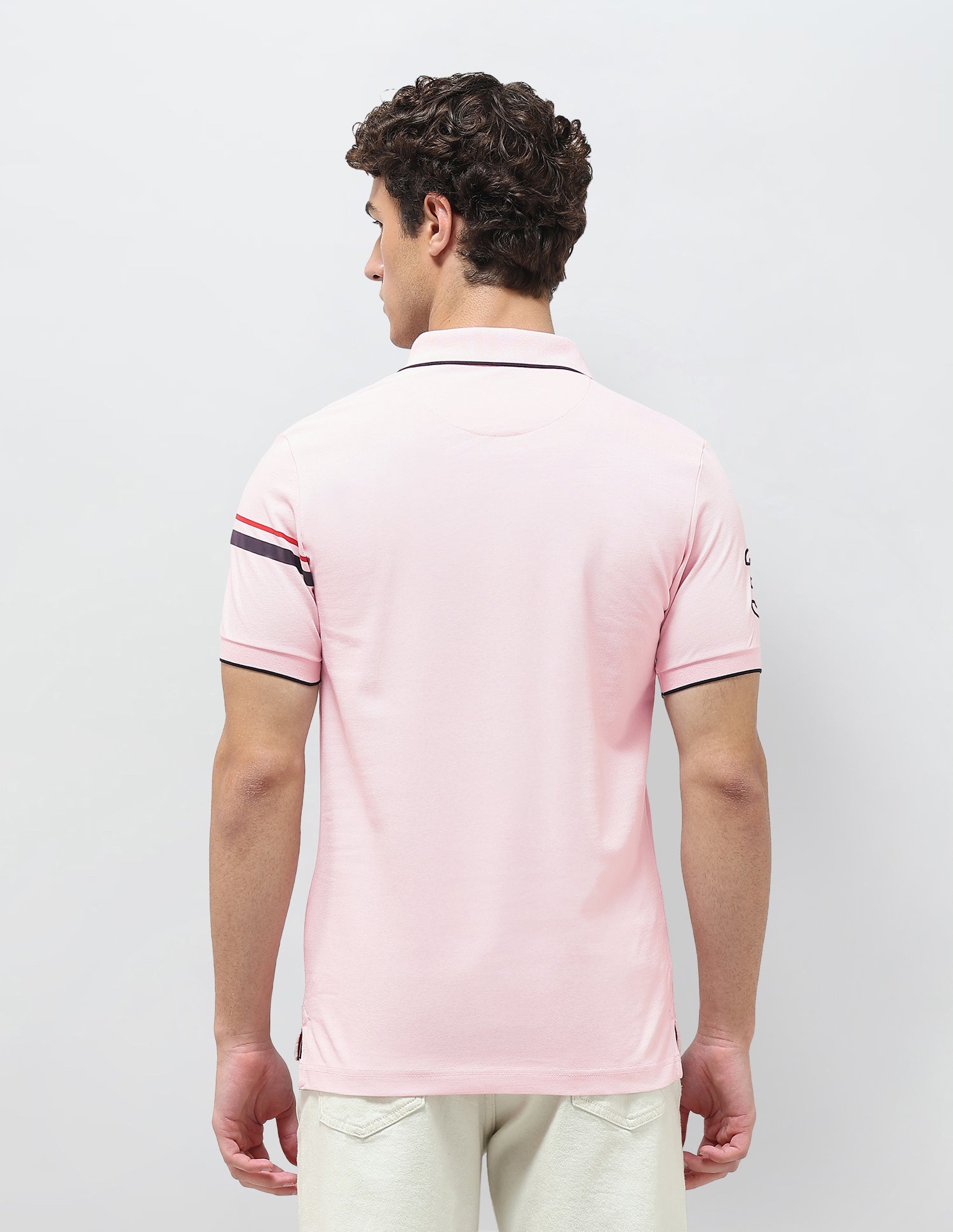 Colorblocked Brand Embroidered Slim Fit Polo Shirt Light Pink - U.S. Polo Assn. India | Large