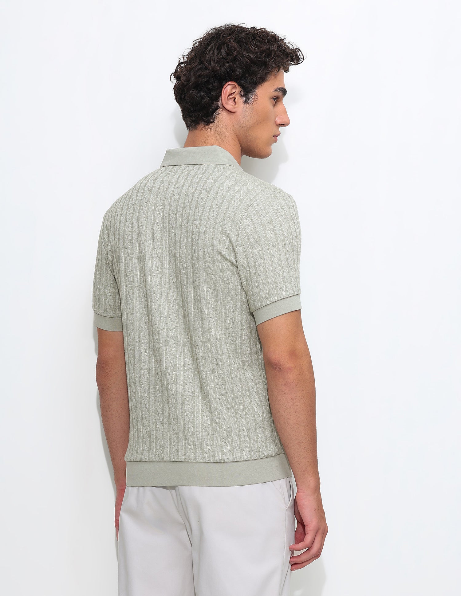 Textured Slim Fit Polo Shirt Light Green - U.S. Polo Assn. India | Large