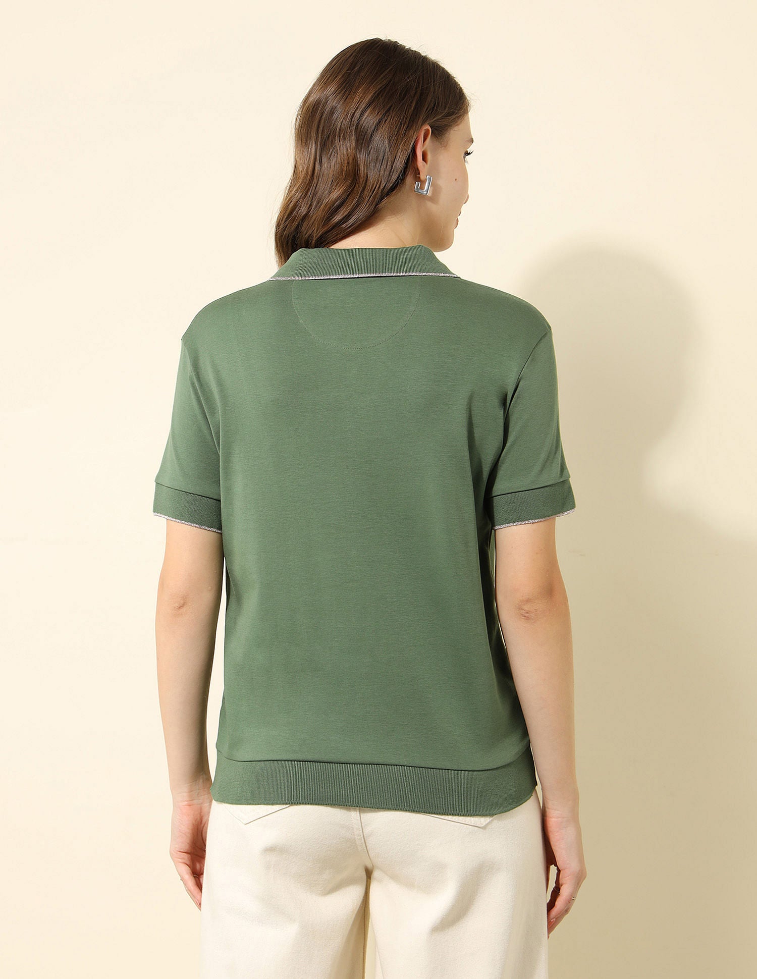 Tipped Collar Boxy Fit Polo Shirt Light Olive - U.S. POLO ASSN. | Large