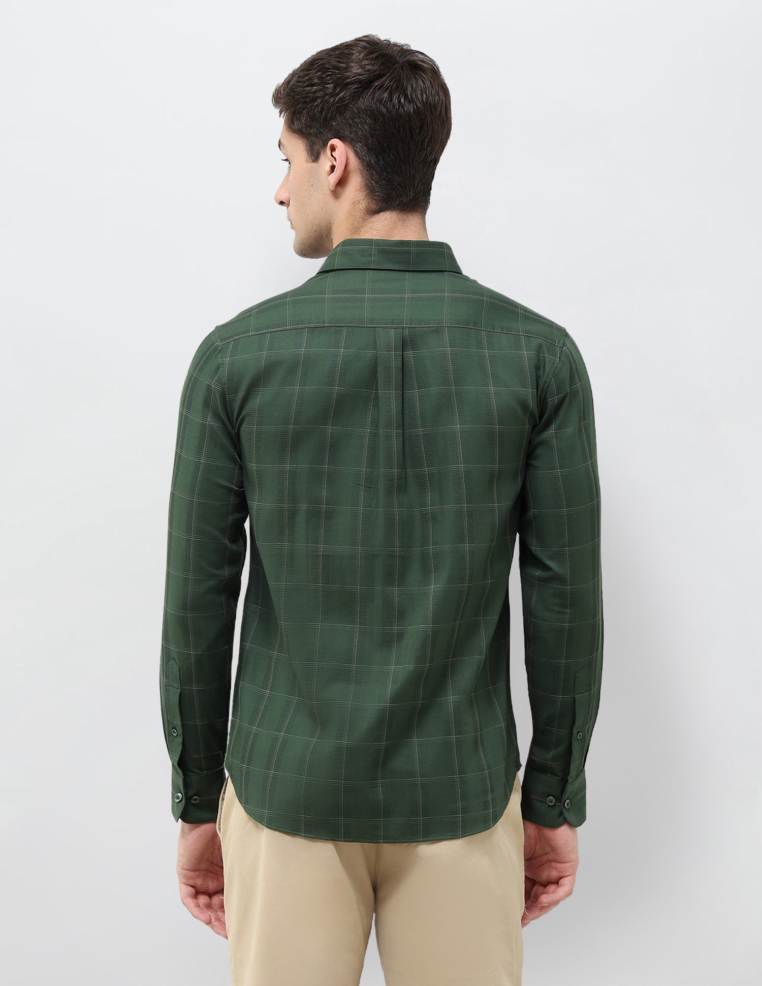 Textured With Grid Checked Dobby Shirt Green - U.S. POLO ASSN. | Large