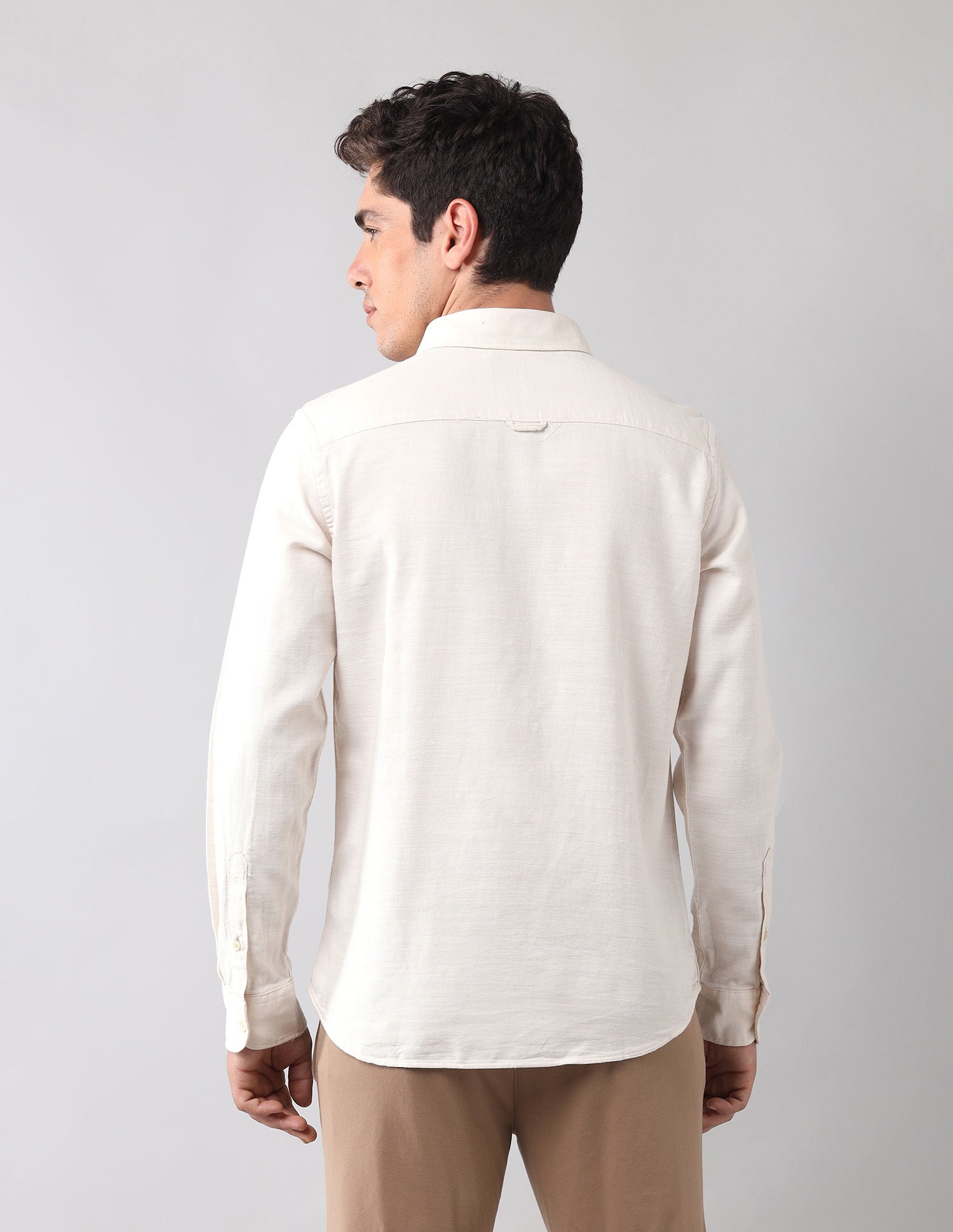 Solid Dobby Shirt Beige - U.S. Polo Assn. India | Large