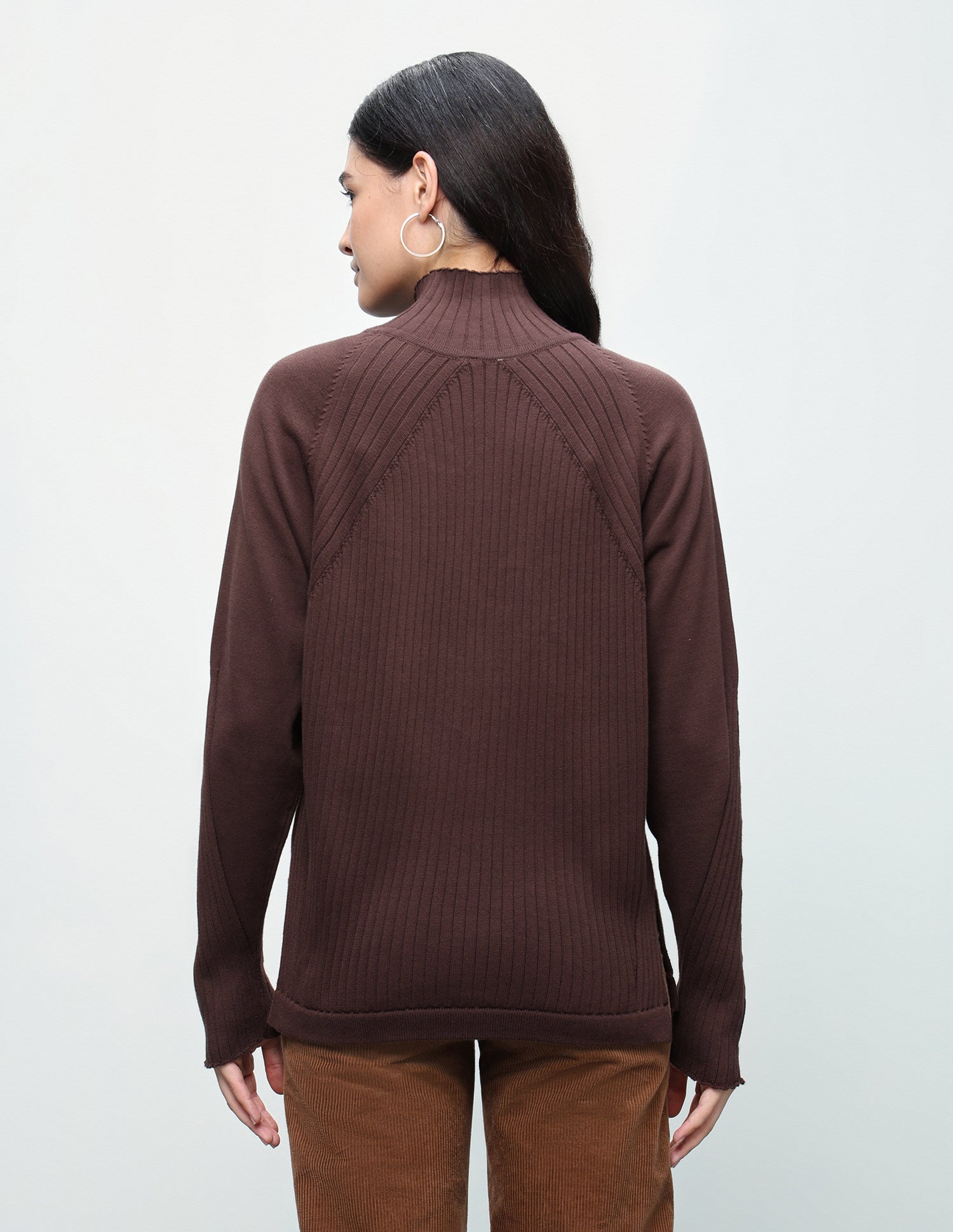 Patterned Knit Regular Fit Sweater Dark Brown - U.S. Polo Assn. India | Large
