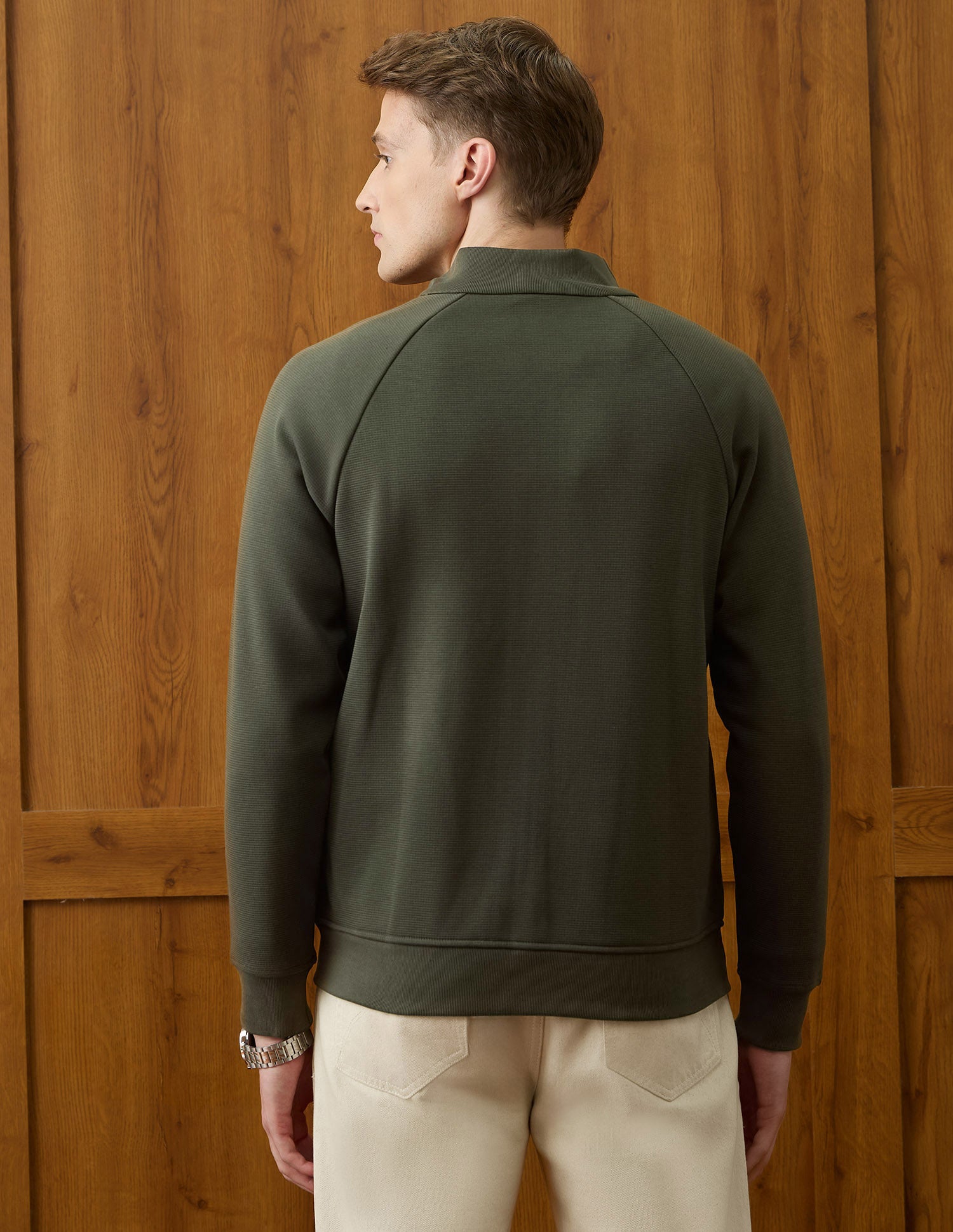 Equestrian Aisle Theater Textured Sweatshirt Olive - U.S. POLO ASSN. | Large